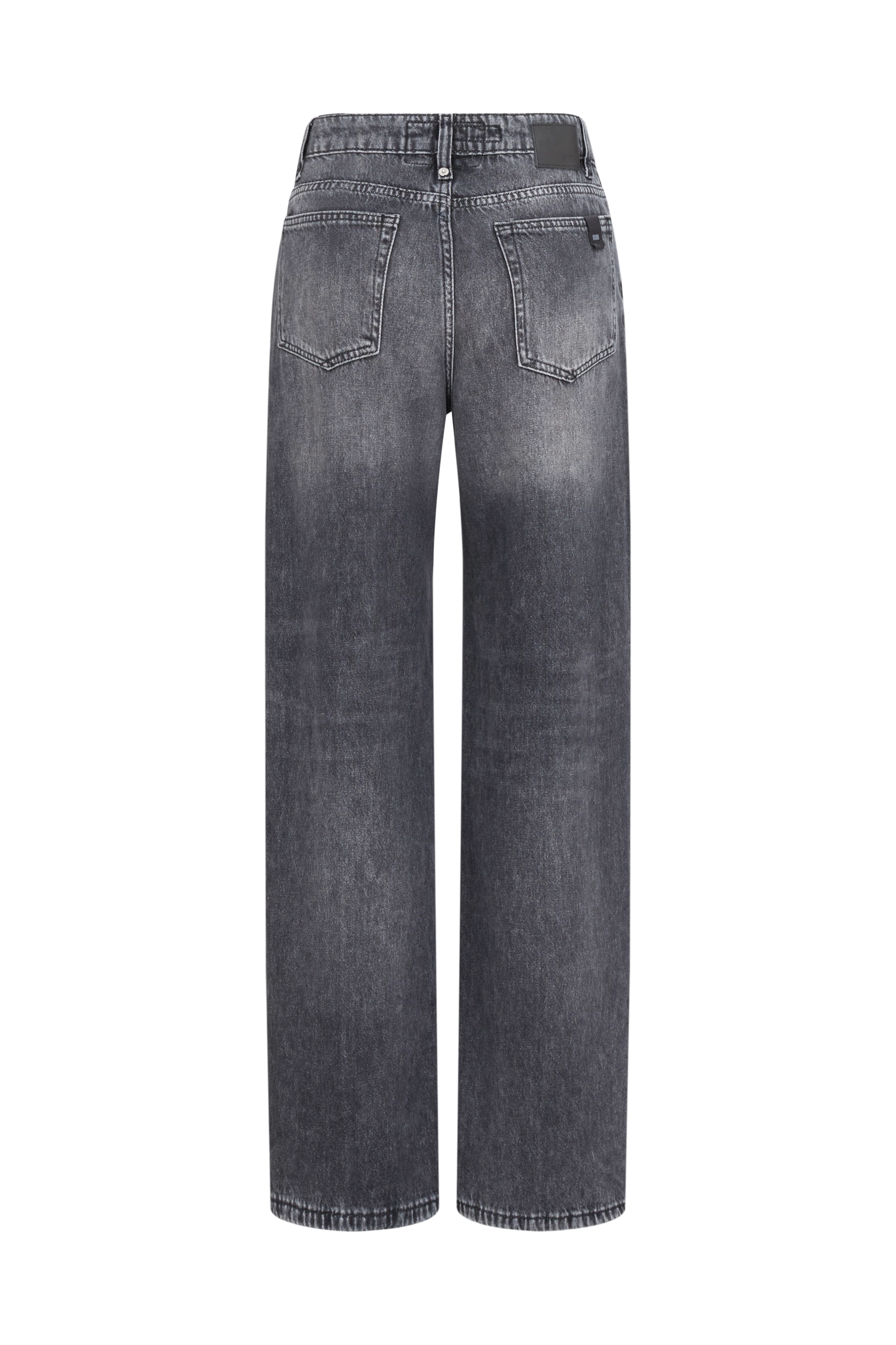 MEDLEY - Mid-Waist Jeans mit weitem Bein in fließendem grey Denim - Damen - grau - Freisteller Rückansicht