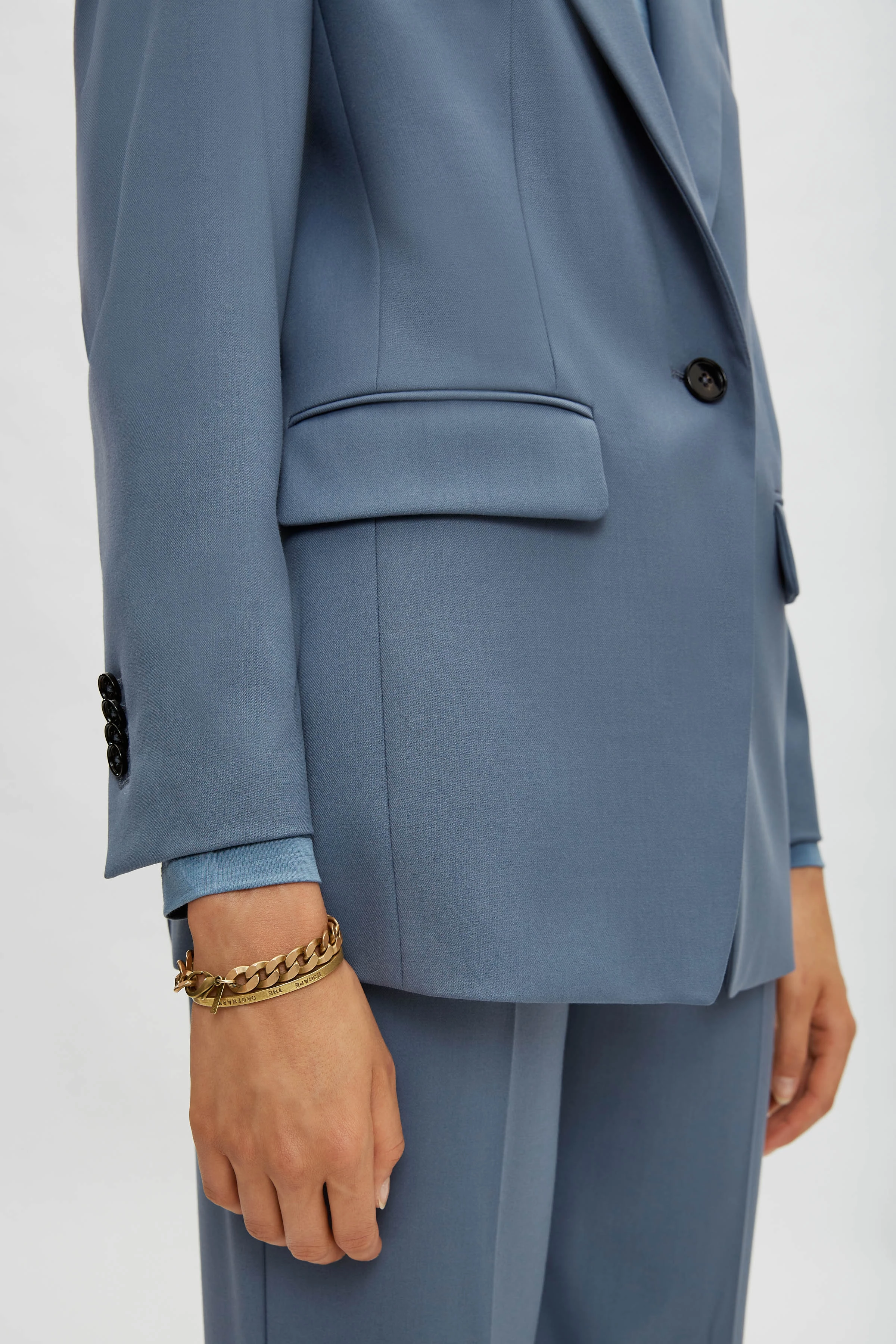 GLENDALE - Blazer in veganer Wolle - Damen - blau - Seitenansicht