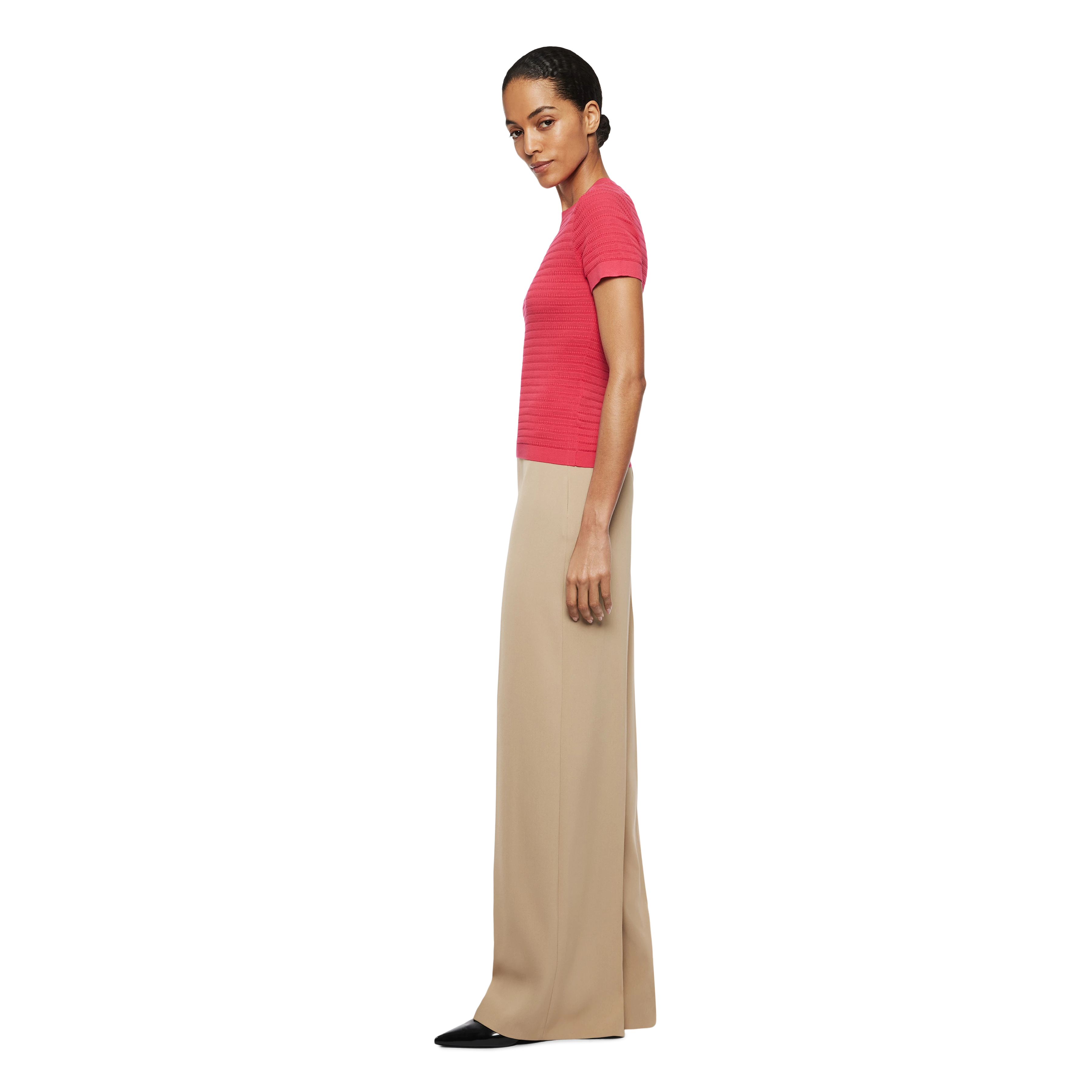 MOGLINI - Knitted T-shirt in mercerised cotton - women - red - Seitenansicht