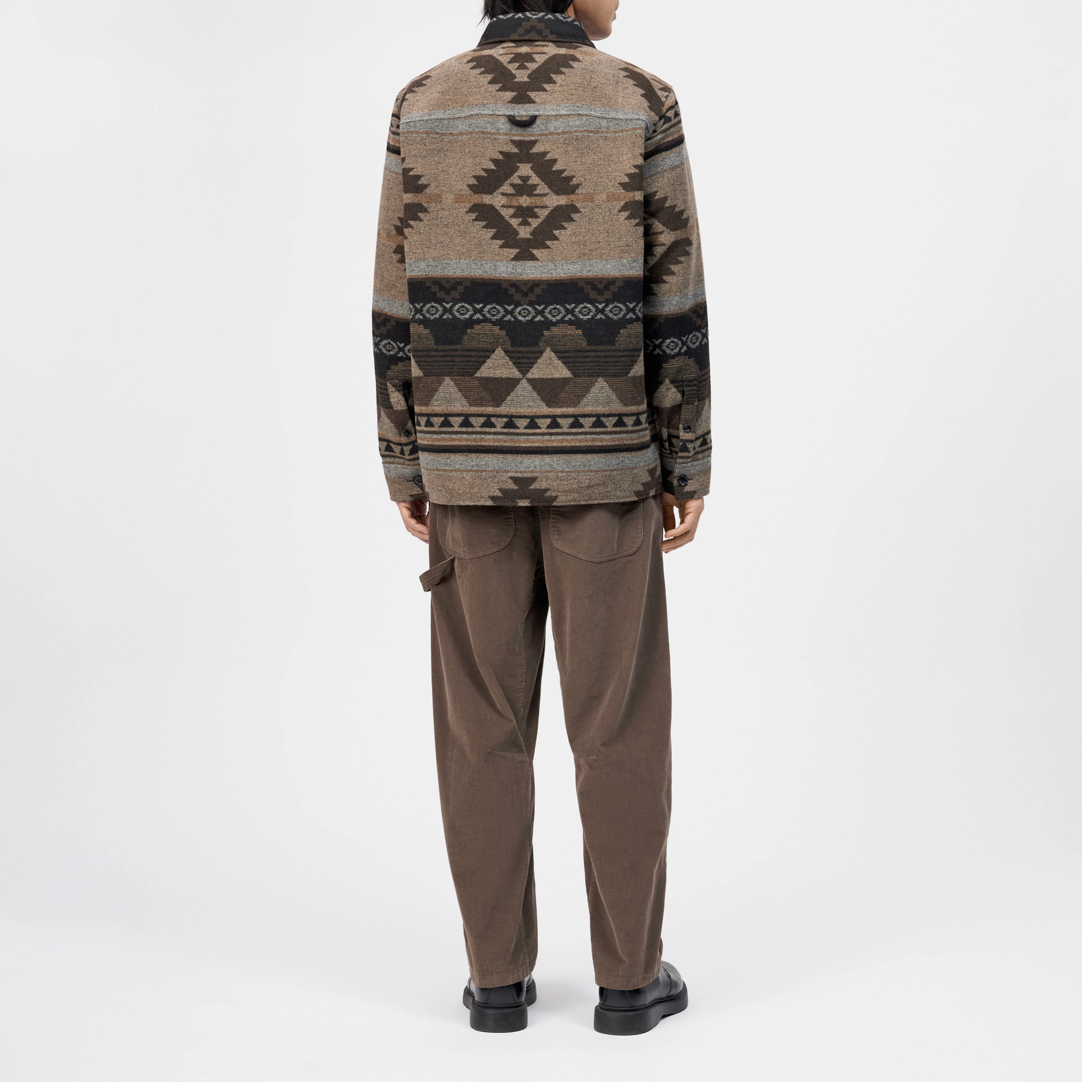 DIEGGO_1 - Overshirt in Woll-Mix Jacquard - Herren - braun - Rückansicht