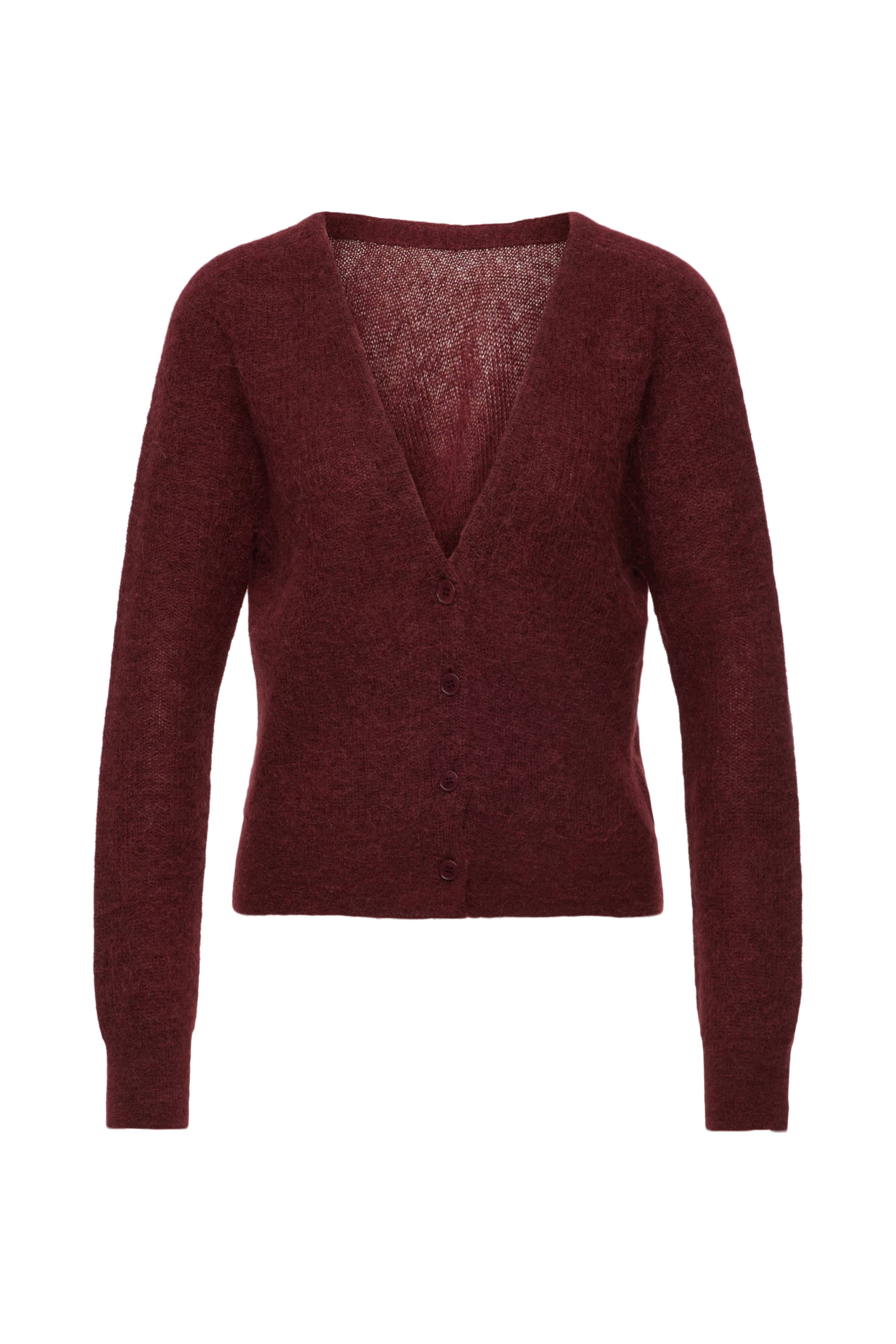 GERTIJA - Strickjacke in luxuriösem Suri Alpaka-Mix - Damen - rot - Freisteller Frontansicht