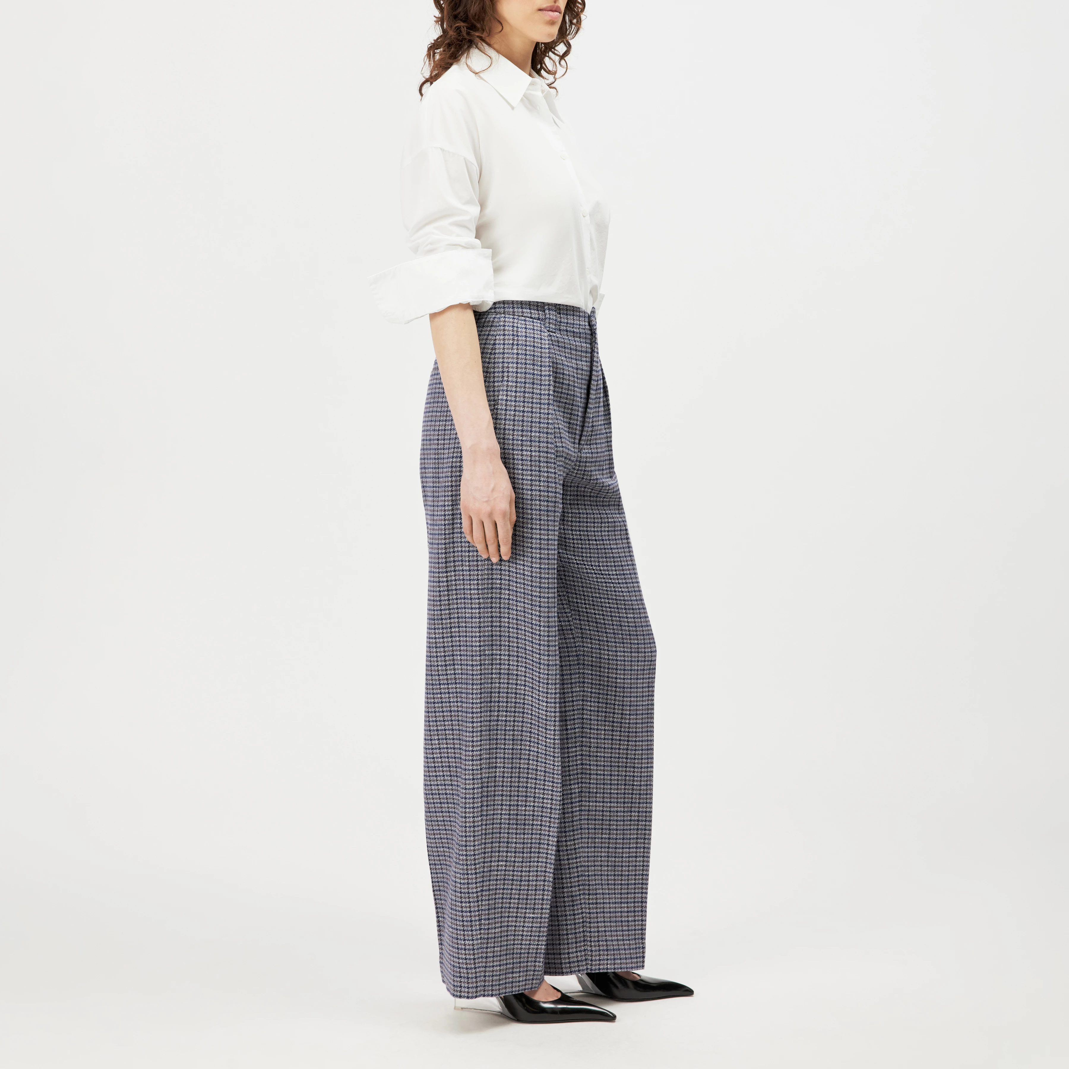 ADUCT - Straight leg tailored trousers - women - blue - Seitenansicht