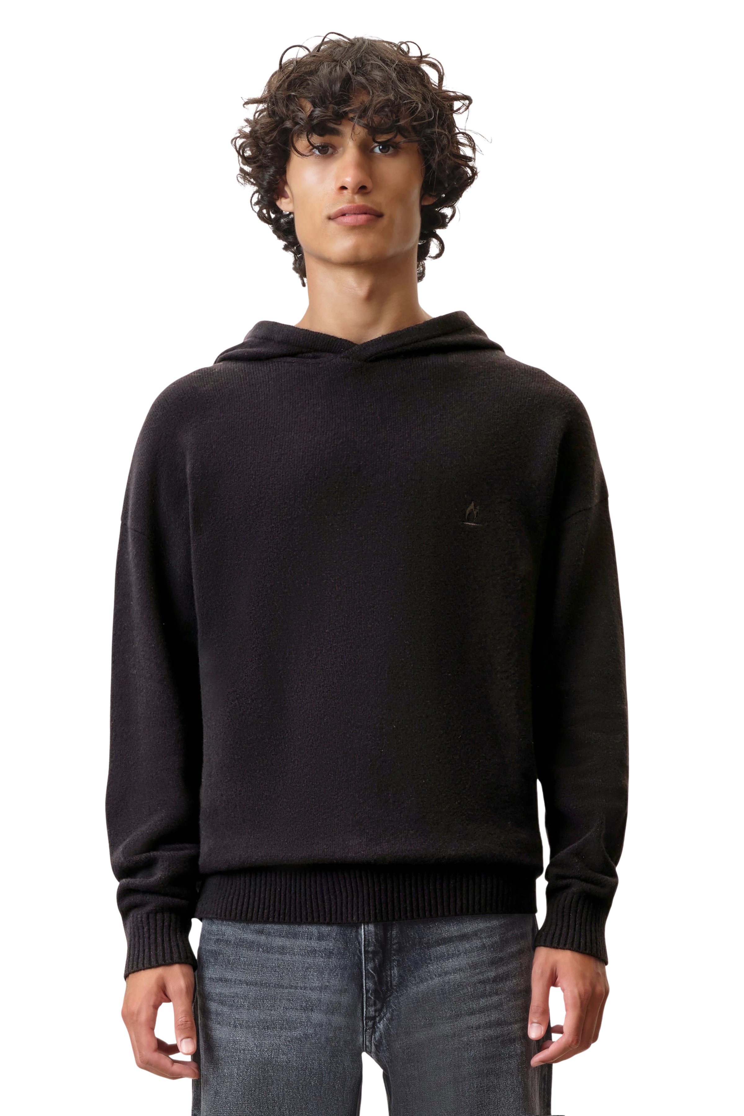 DERICAN - hoodie with ribbed cuffs in cotton-wool mix - men - Natural Aluminium - Frontansicht