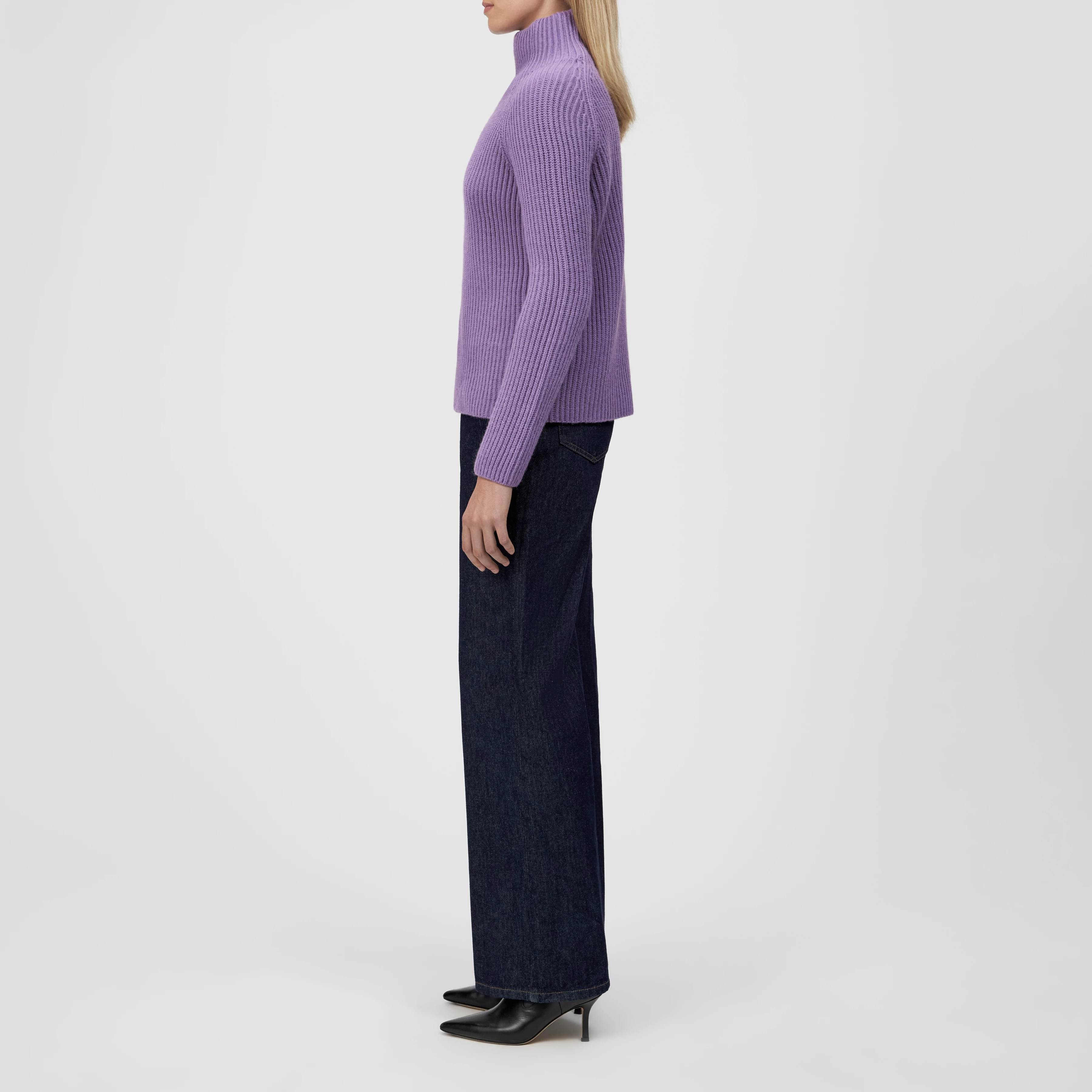 ARWEN - Turtleneck jumper in wool and alpaca blend - women - purple - Seitenansicht