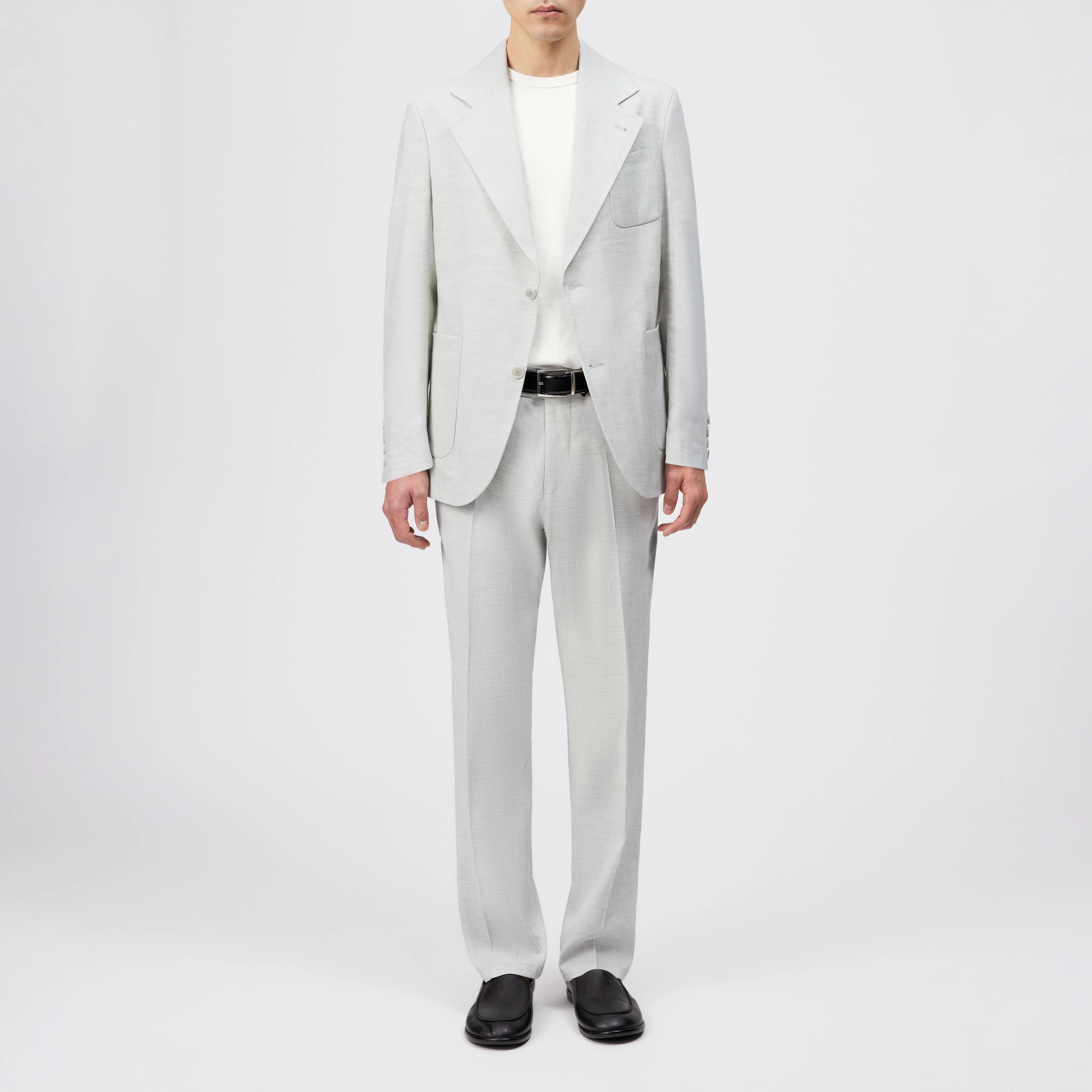 AJEND_RGLR - Tailored trousers in linen blend - men - grey - Ganzkörper-Frontansicht