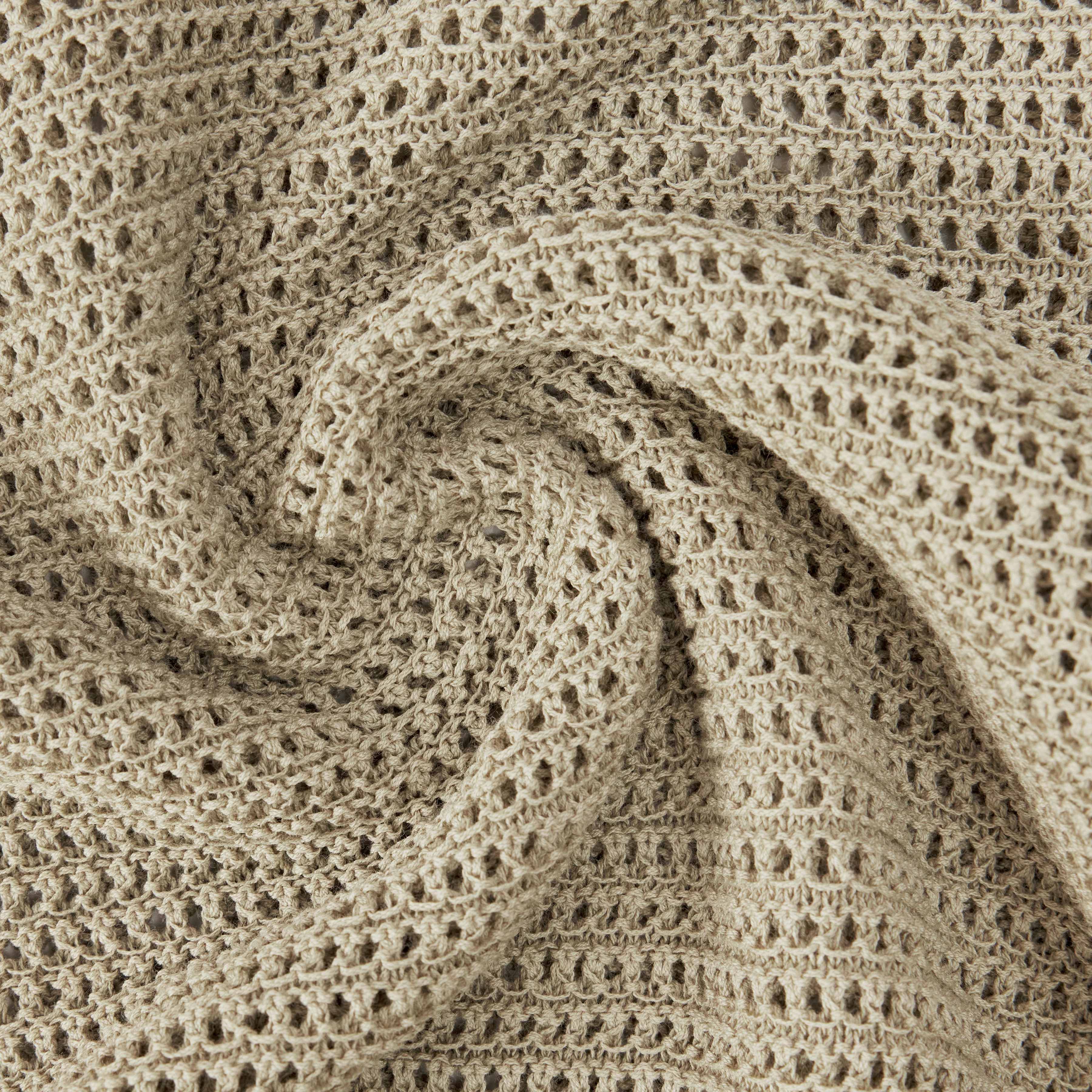 SANIDY - Chunky knit short sleeve in cotton blend - women - beige - Materialbild (B2C)