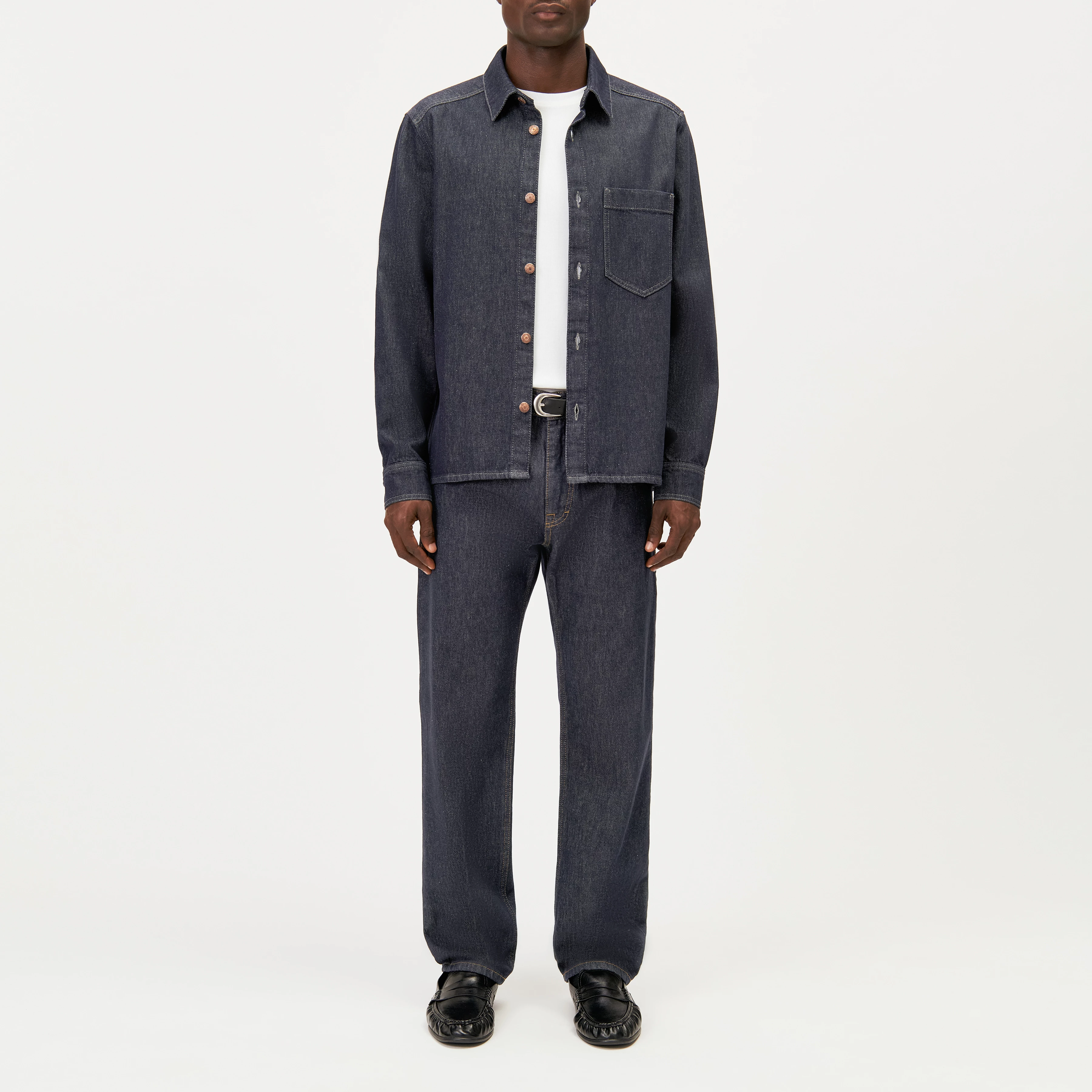 HIGHT_2 - Relaxed fit jeans in raw denim - men - blue - Ganzkörper-Frontansicht