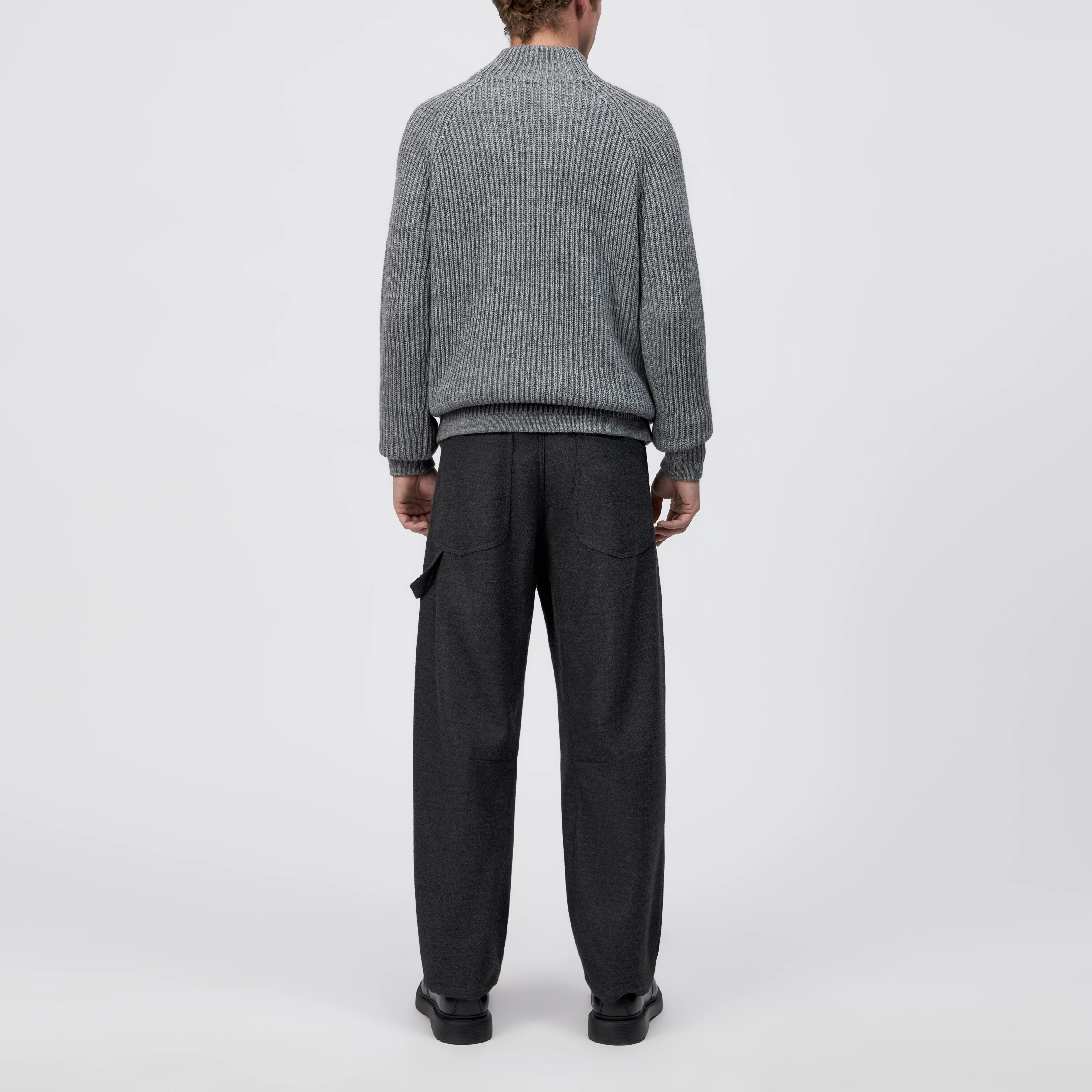 ARVID - Rollkragenpullover in Woll-Alpakamix - Herren - grau - Rückansicht