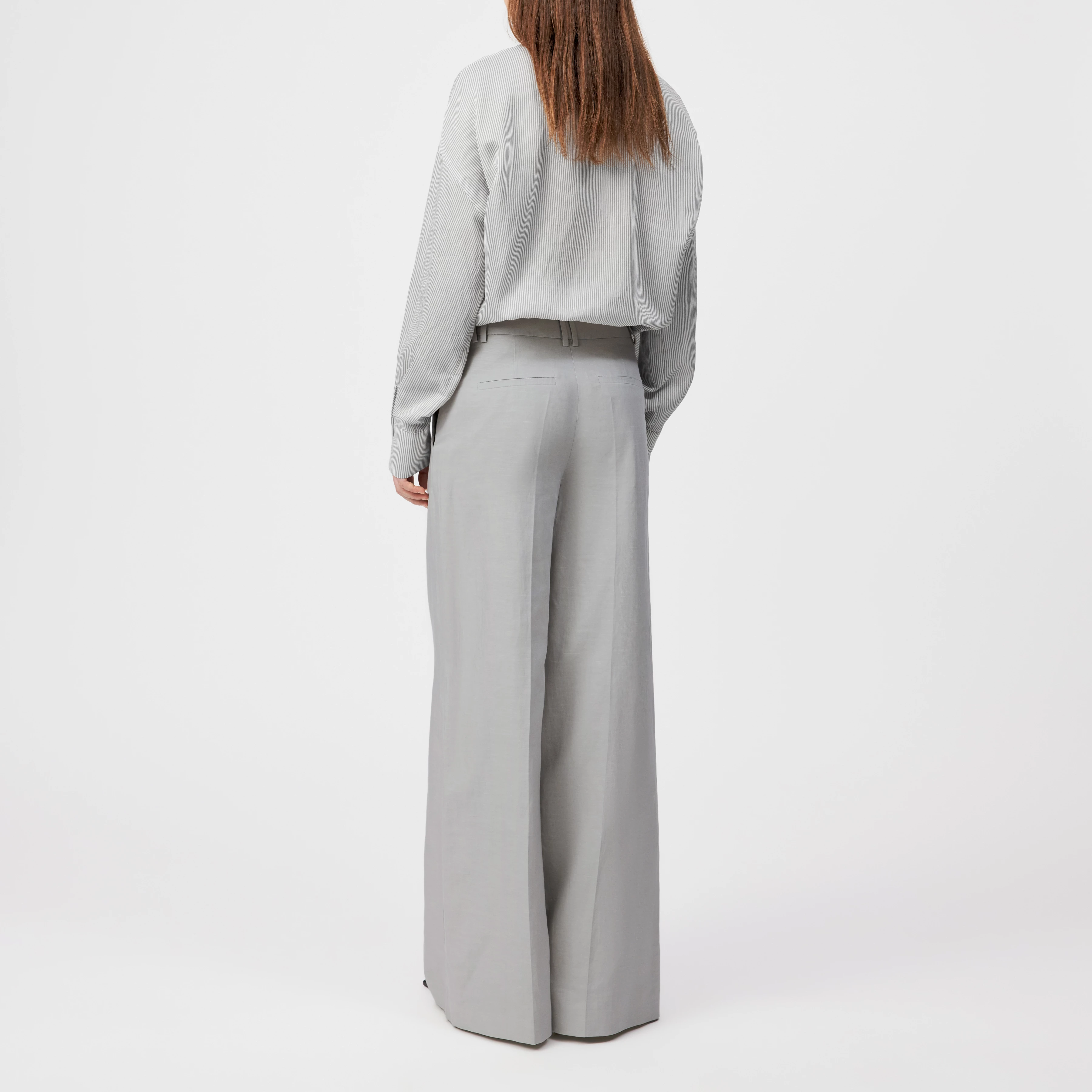 AQUITE - Linen-blend Marlene trousers - women - grey - Rückansicht