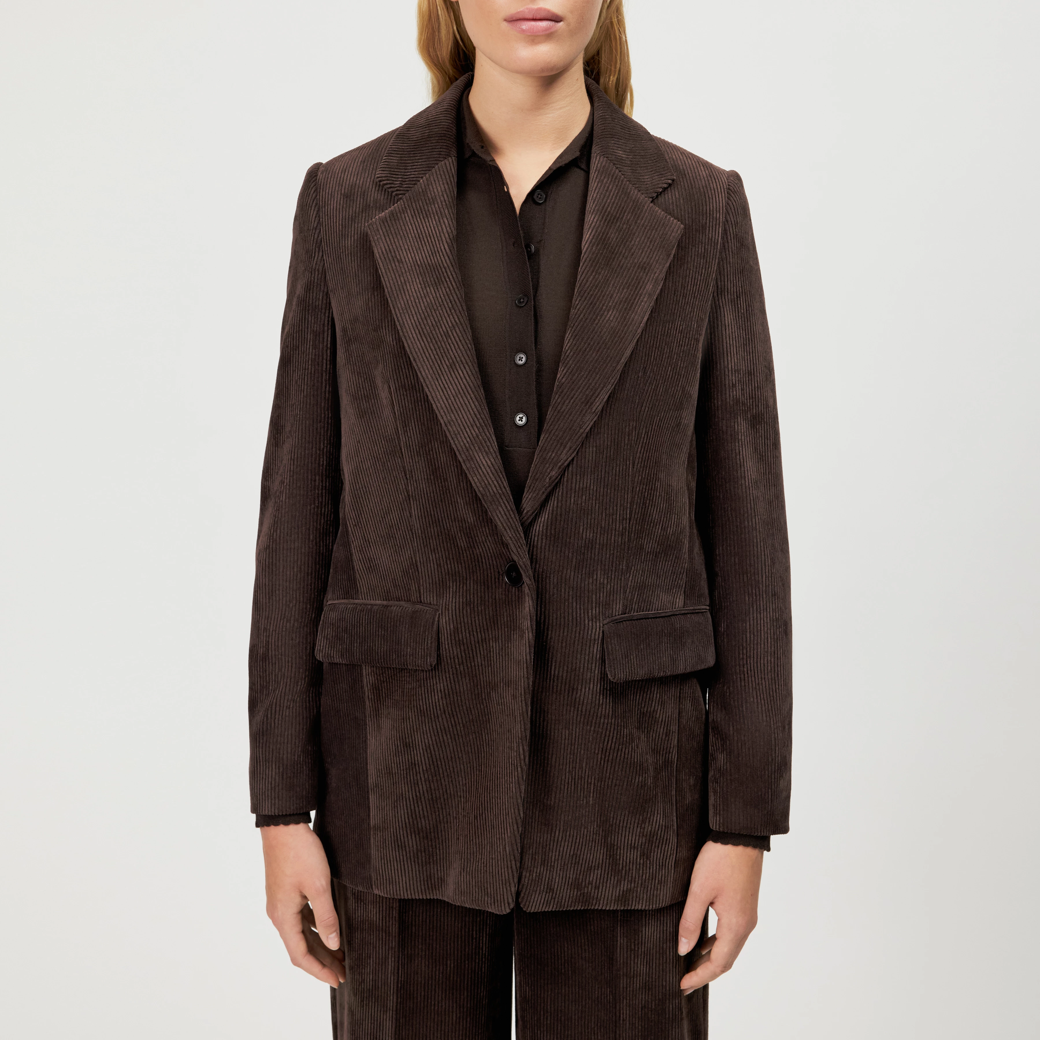 GLENDALE - Boyfriend blazer in corduroy - women - brown - Frontansicht