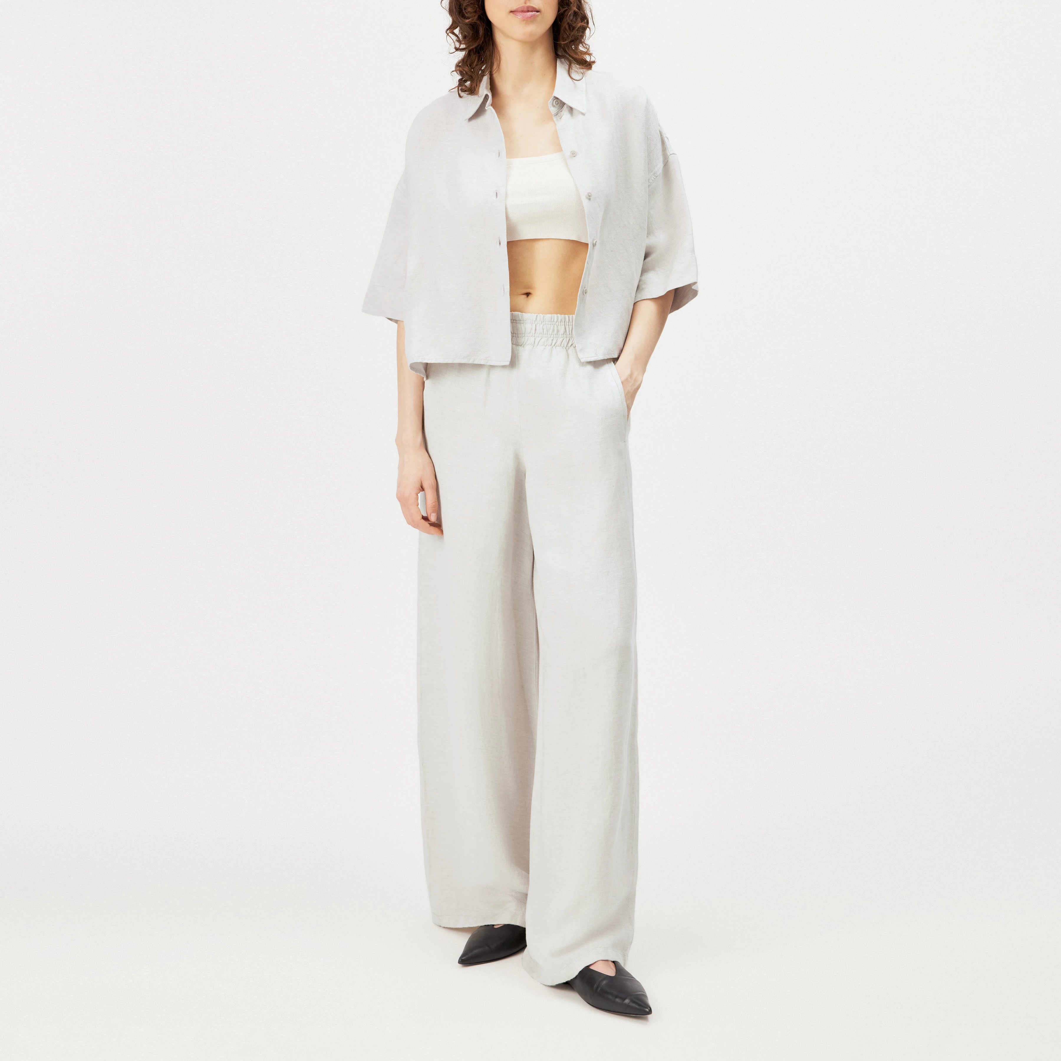 CEILING - Bred buks i hør-viskose-blanding - women - grå - Ganzkörper-Frontansicht