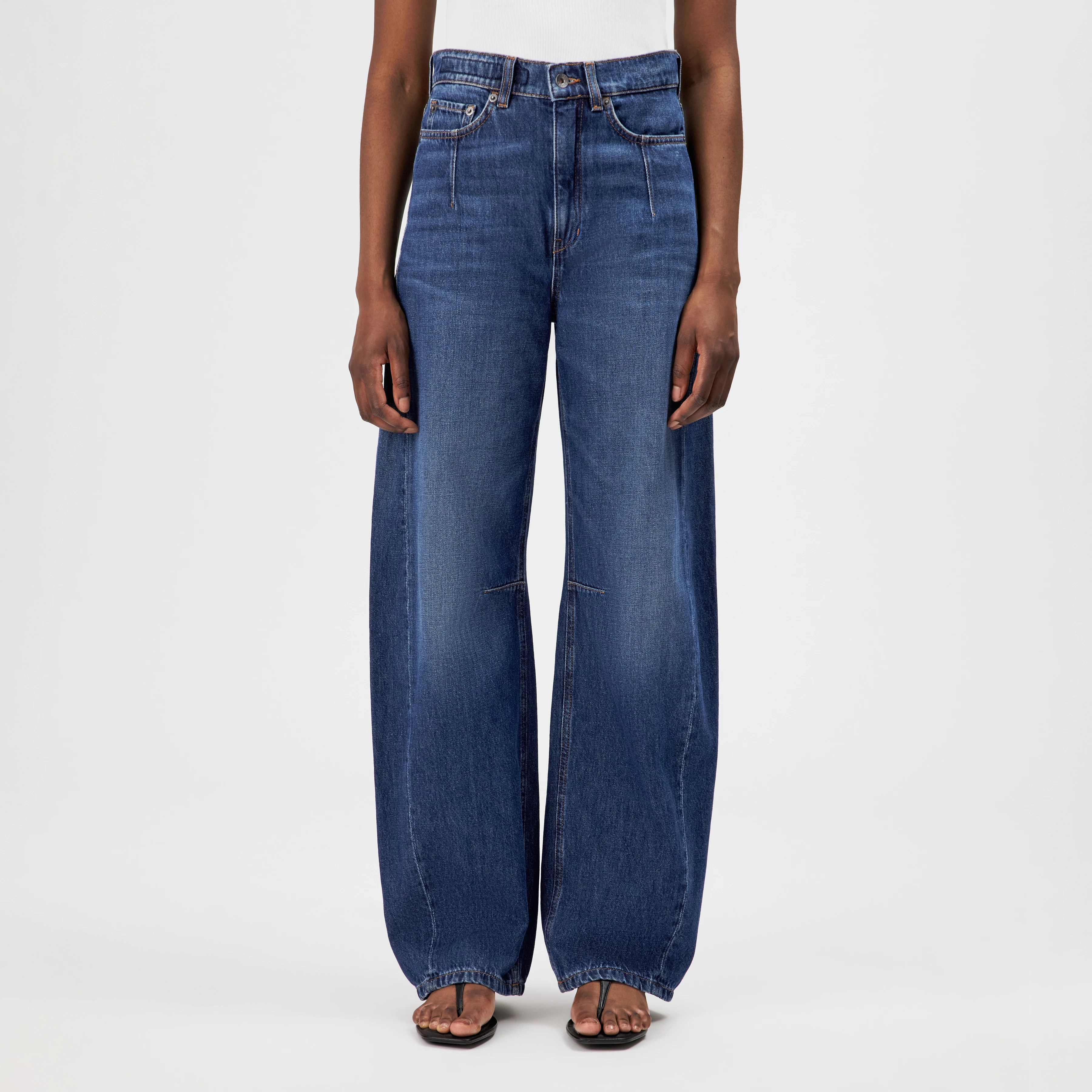LIABLE - Relaxed fit trousers in soft denim - women - blue - Frontansicht