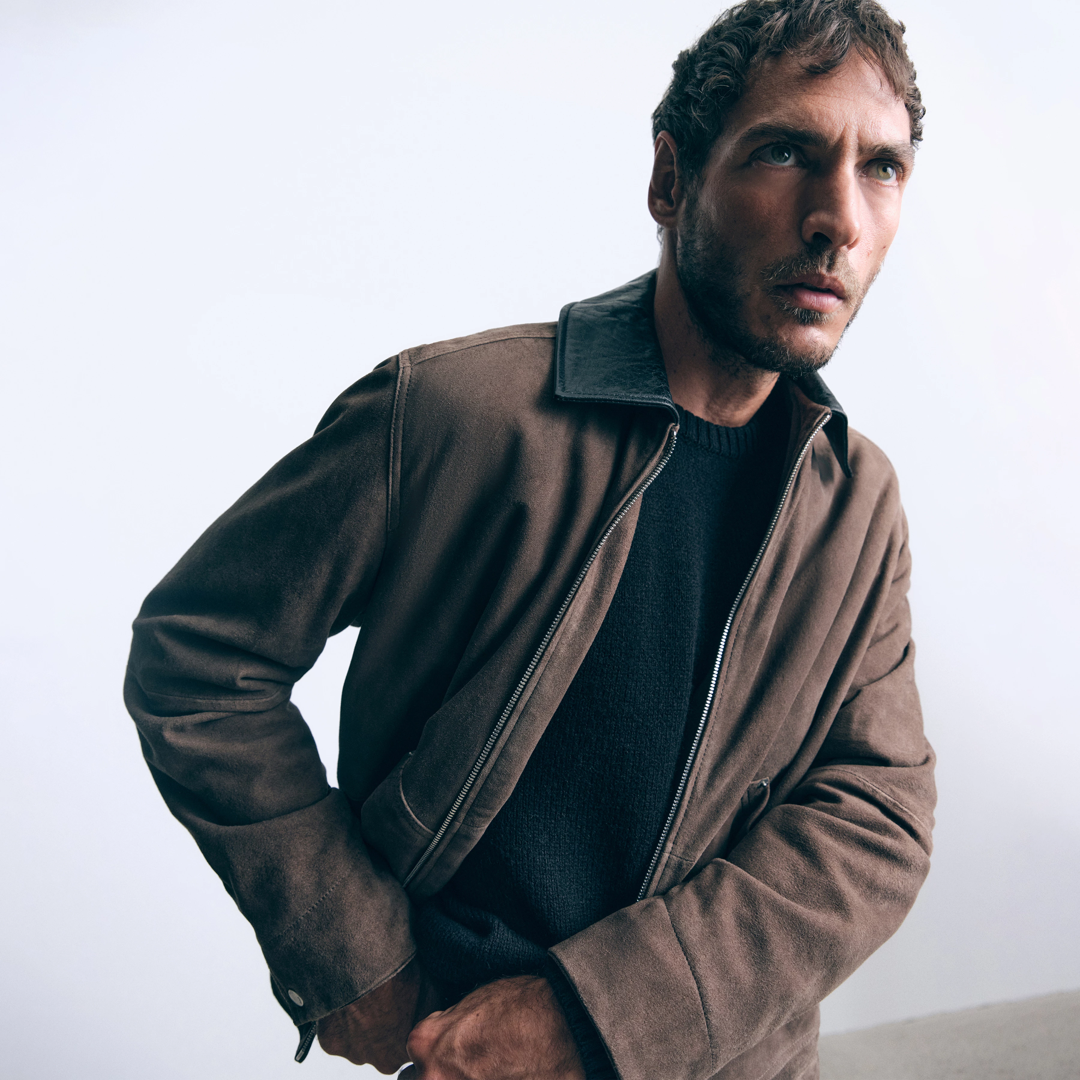 RIKALO_2 - Workwear Jacke in Velours Leder - Herren - braun