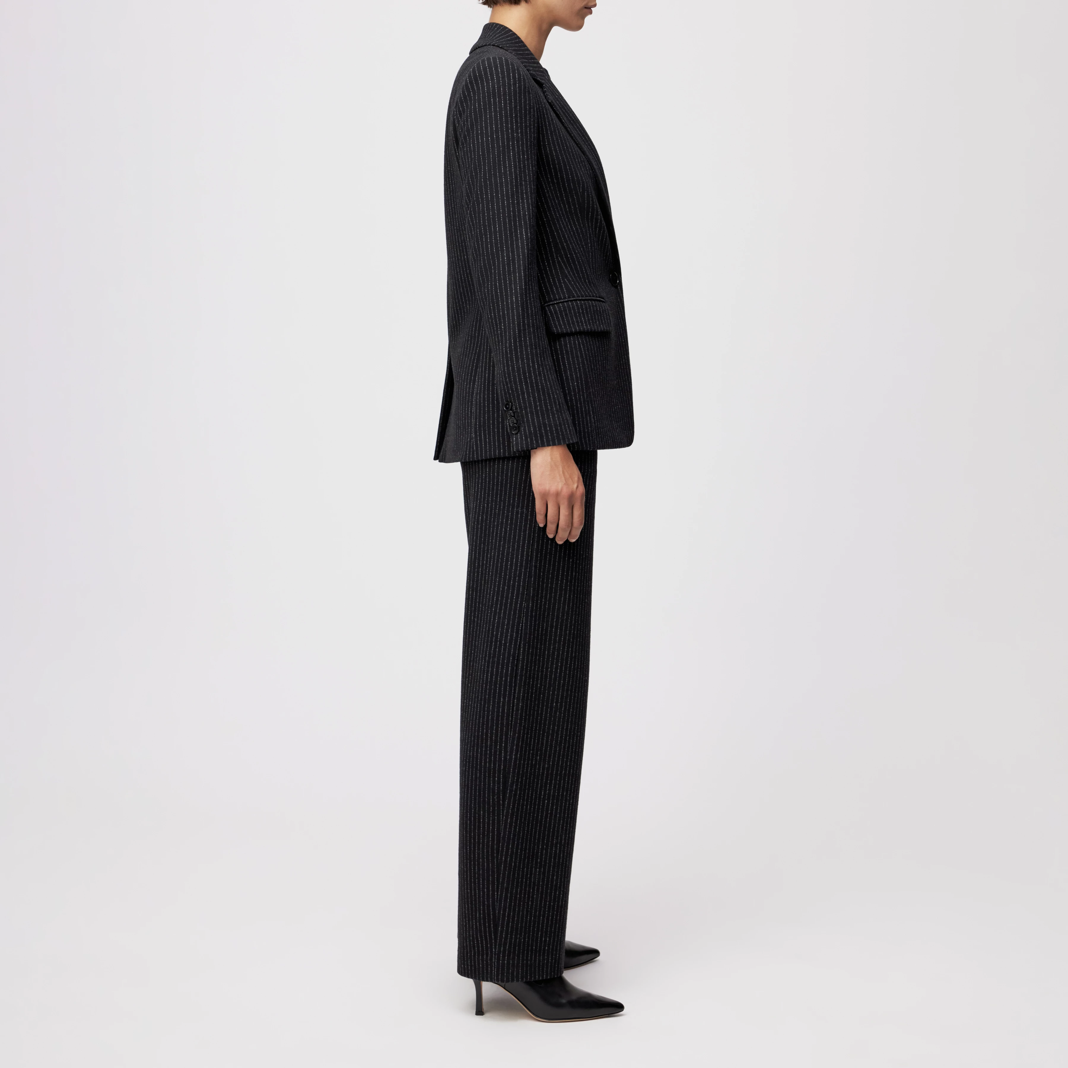 ATLIN_2 - Single-button blazer in cotton blend - women - Natural Aluminium - Seitenansicht