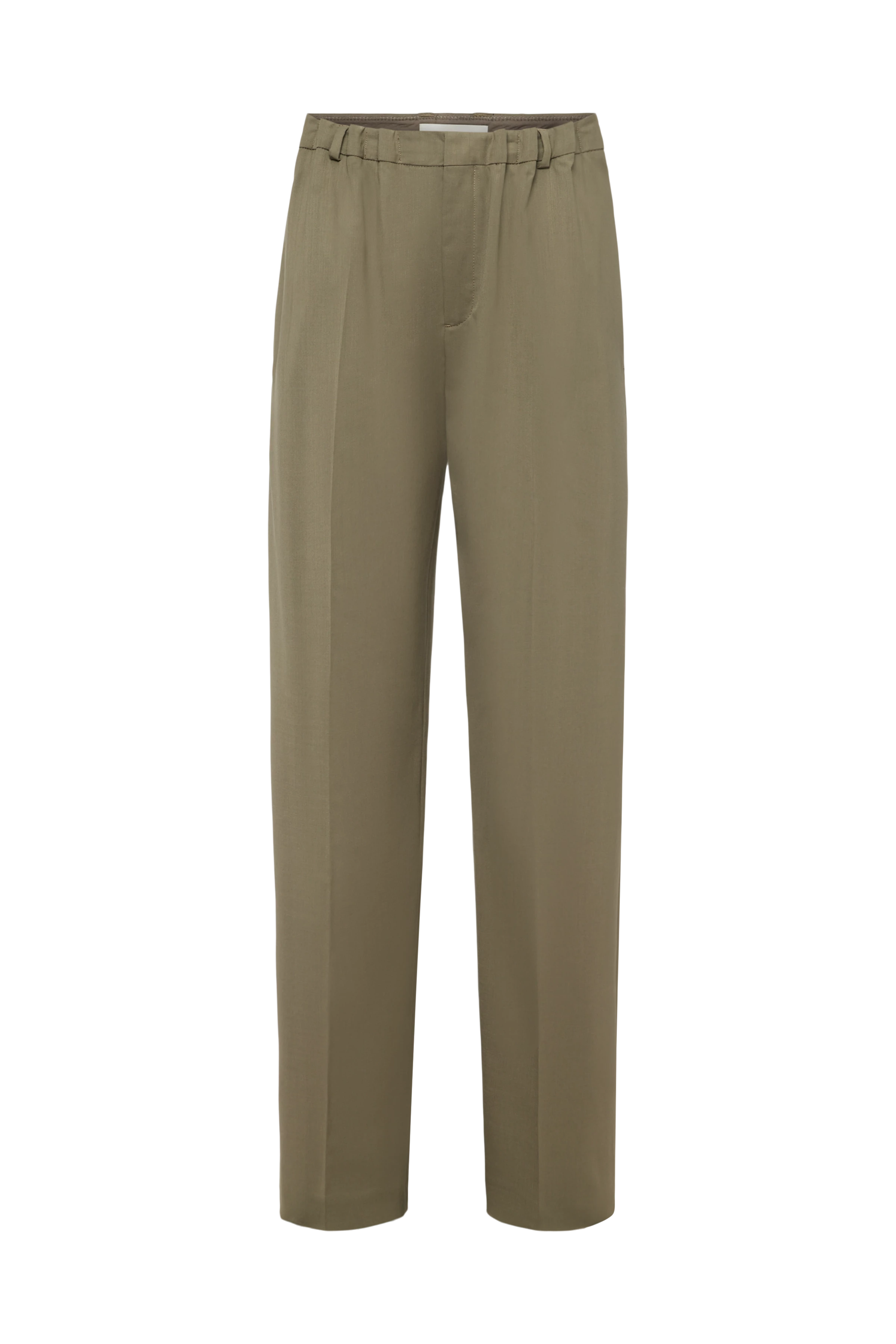 RUSTLE - Broek met bandplooien in twill - dames - groen - Freisteller Frontansicht