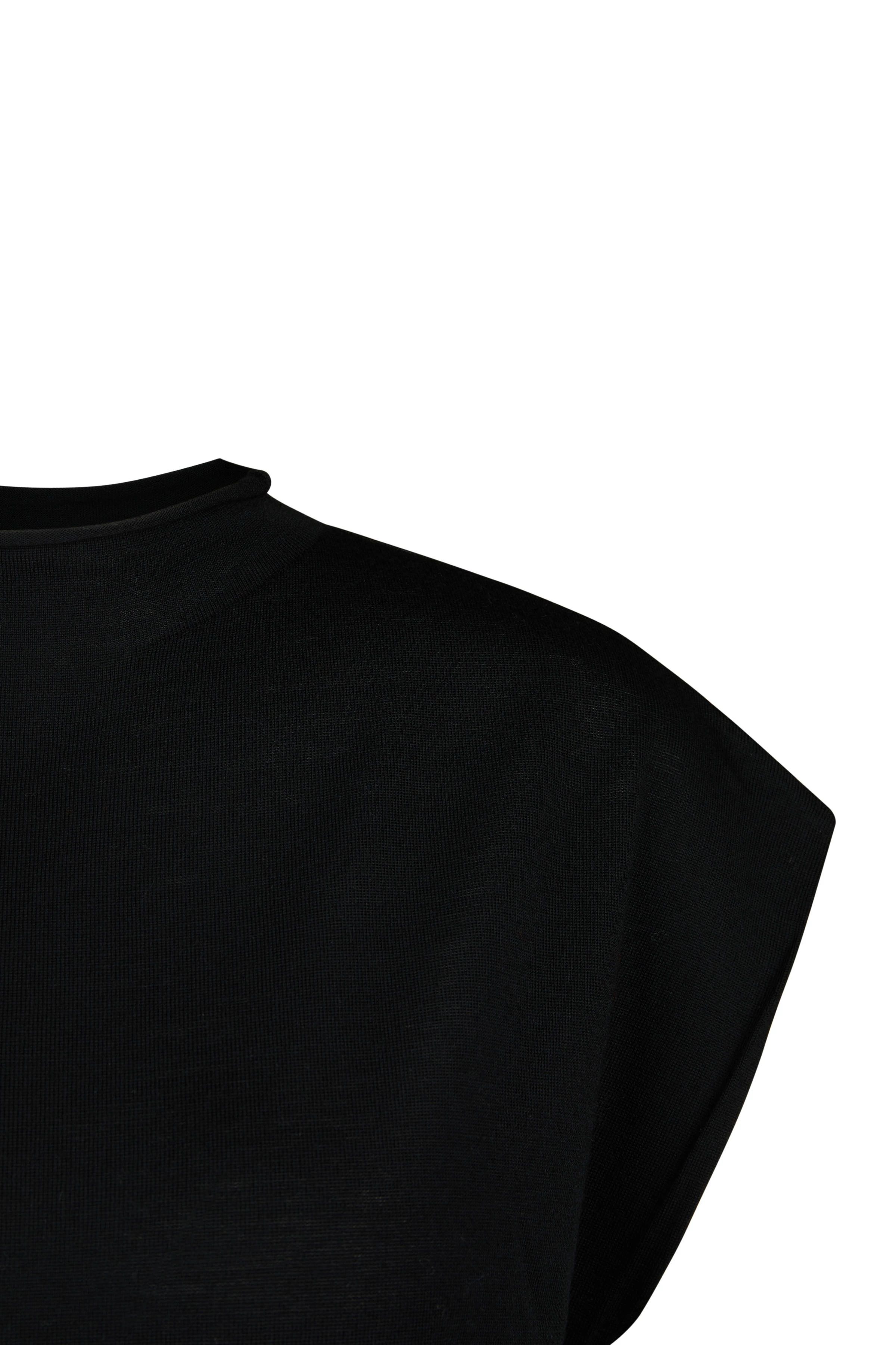 AMORY - Stricktop in Merinowolle - Damen - schwarz - Freisteller Detailansicht