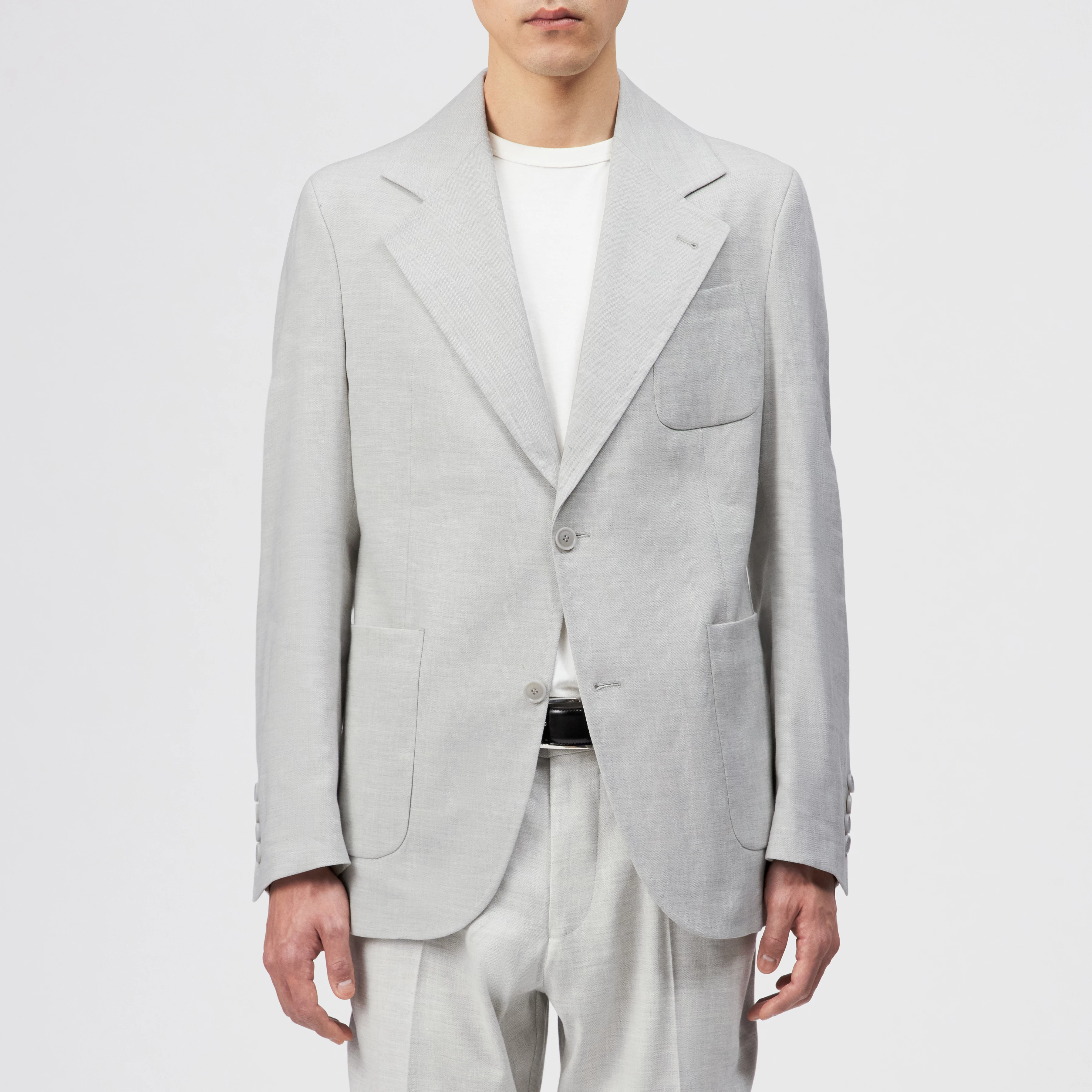 YEMO - Regular fit linen-blend blazer - men - grey - Frontansicht