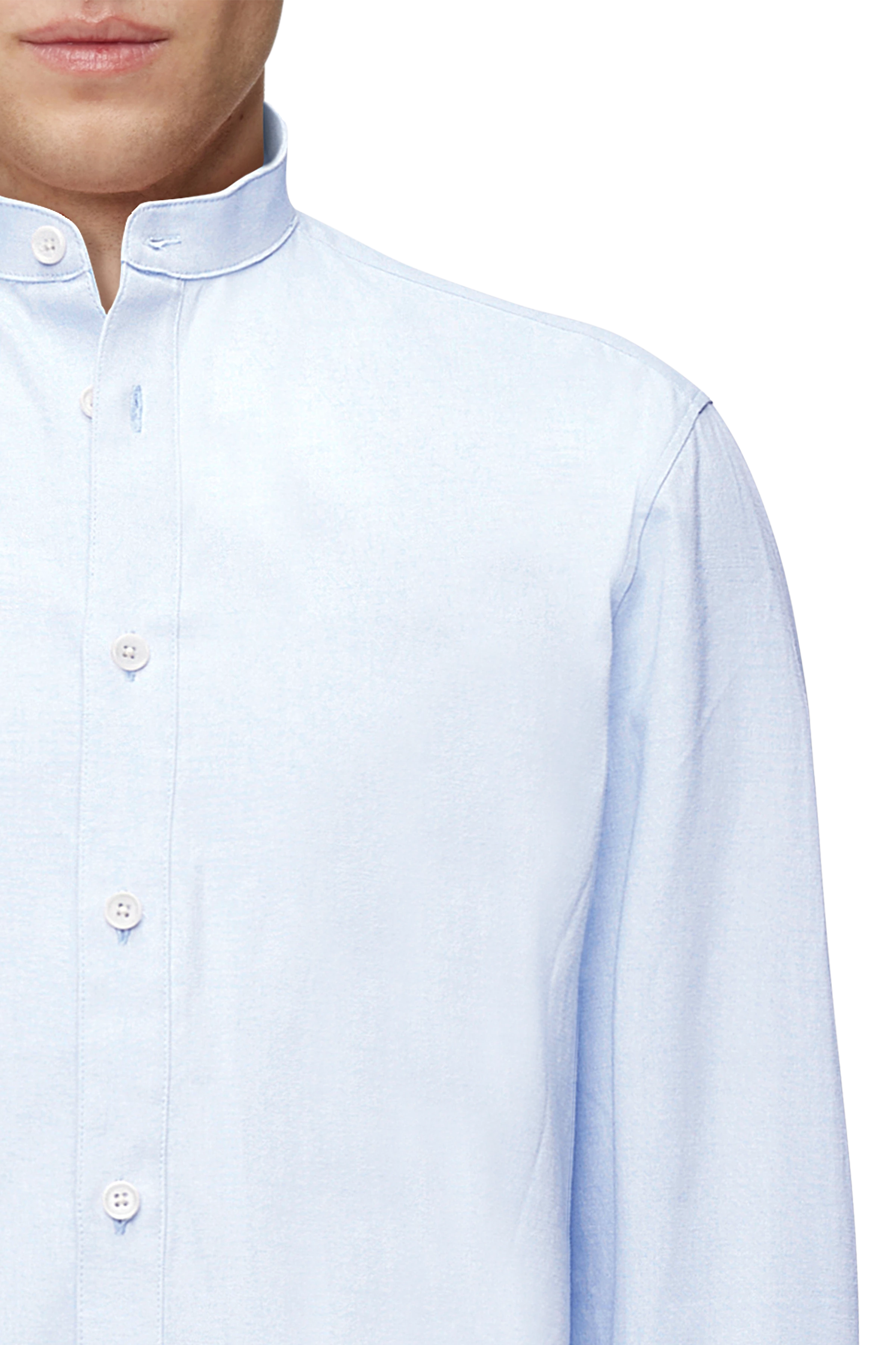 TALOC - Chemise à col montant en flanelle Oxford - men - blue - Seitenansicht