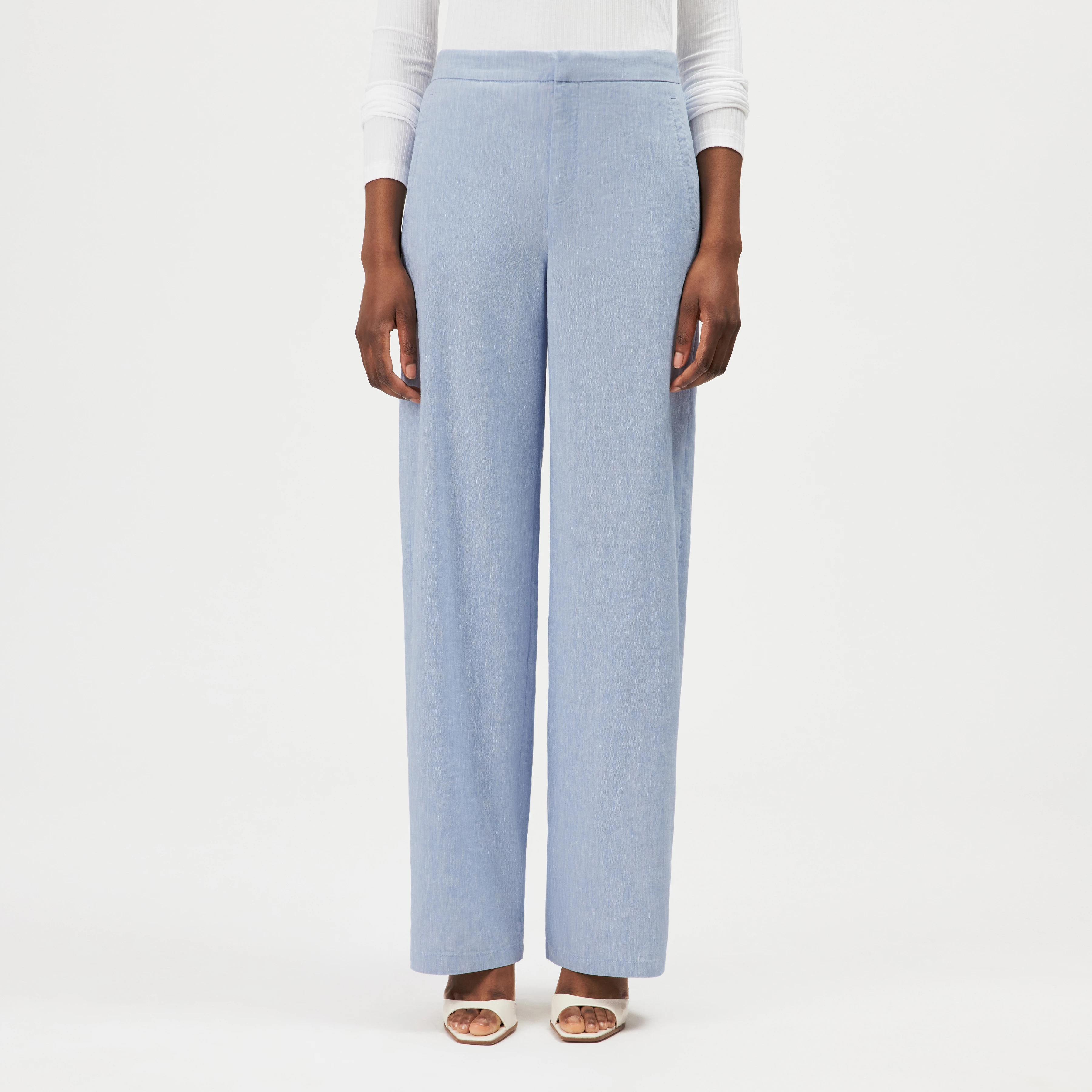 FAE_0 - Barrel-leg trousers in linen blend - women - blue - Frontansicht