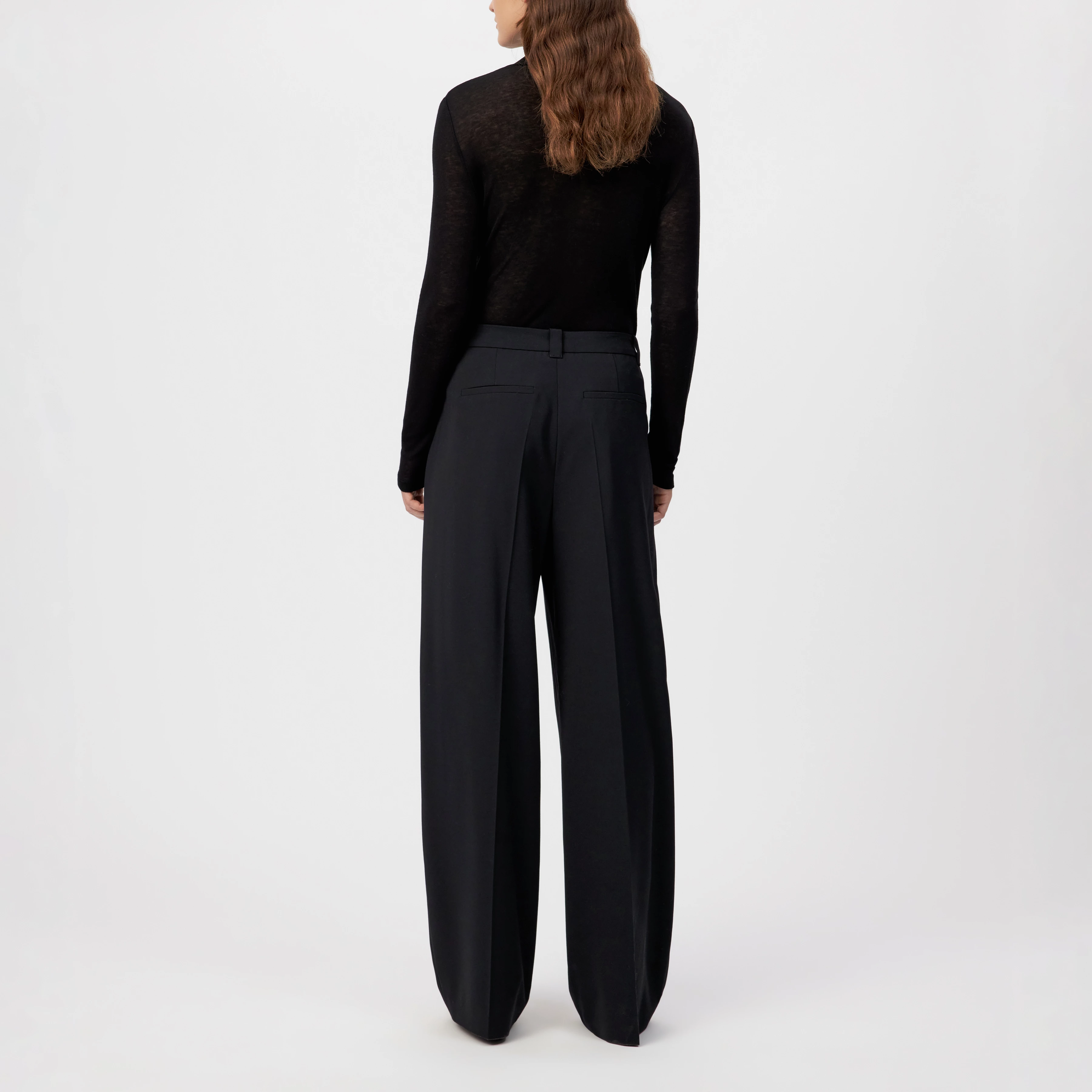 ADUCT - Pantalon ajusté à coupe droite en gabardine - women - noir - Rückansicht