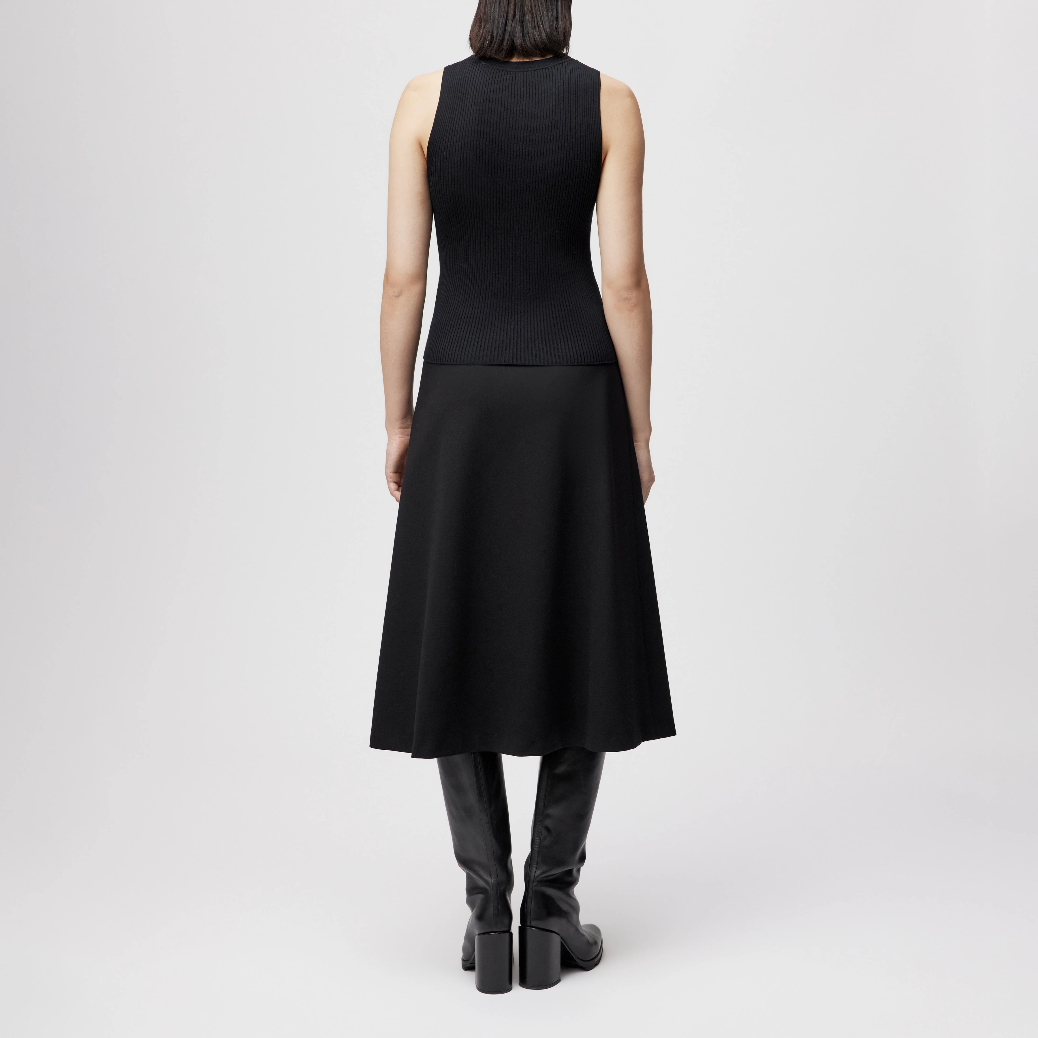 PHIA - Strick-Tanktop mit Rundhals in fließendem Wollmix - Damen - schwarz - Rückansicht