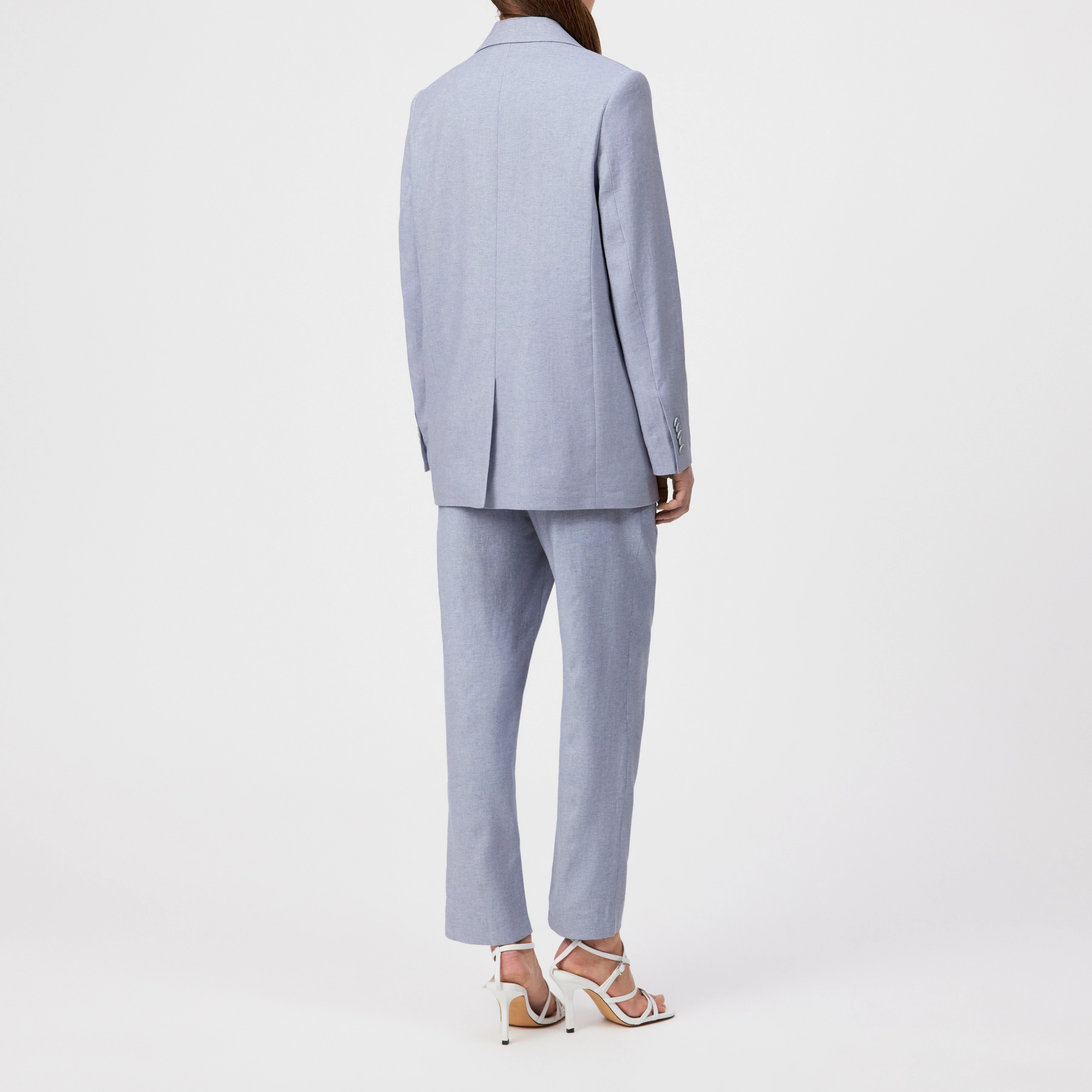 GLENDALE - Boyfriend-blazer in linnen-mix keper. - dames - blauw - Rückansicht