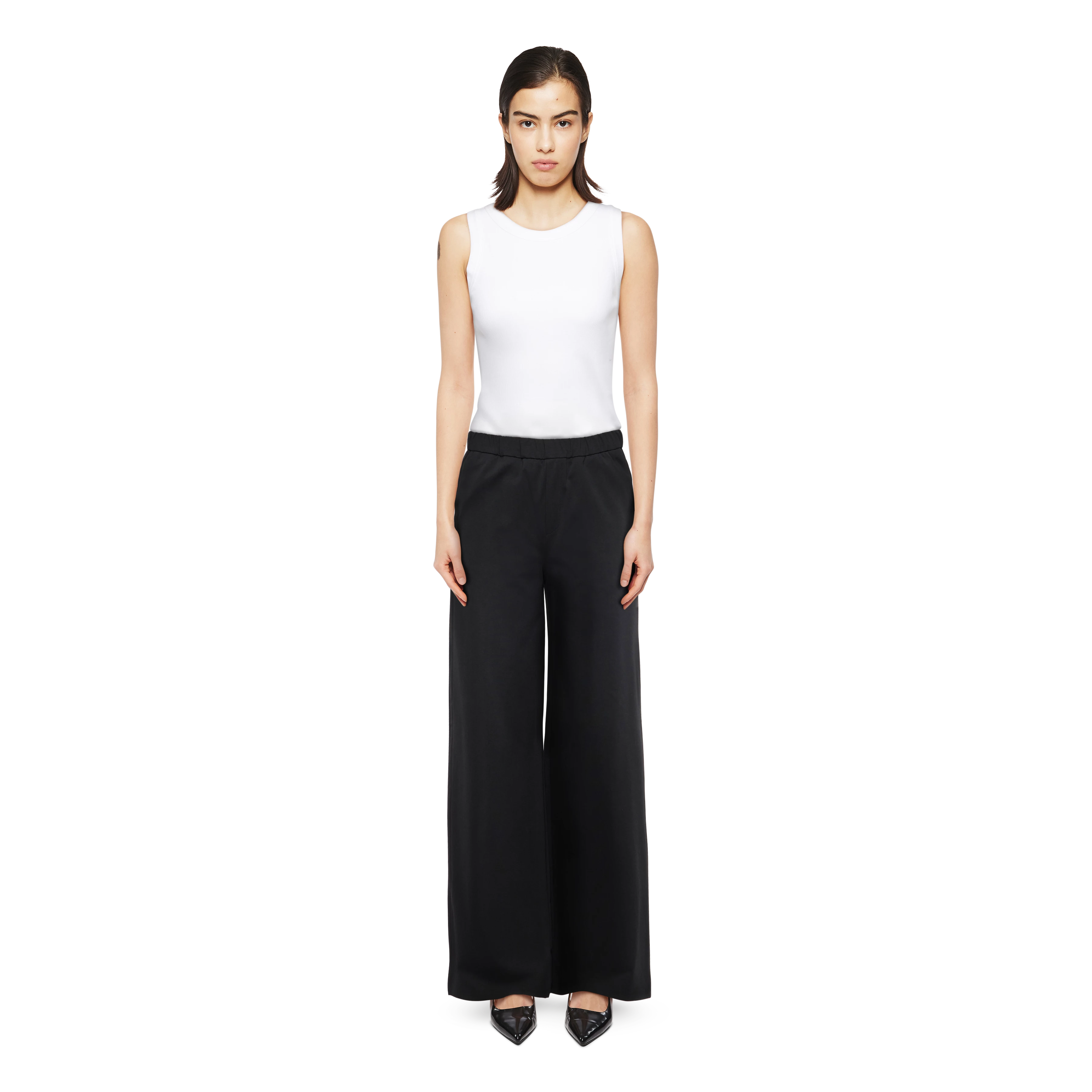 CONSIDER - Pantalon à enfiler avec Barrel-Leg en Punto Milano Jersey - women - noir - Ganzkörper-Frontansicht