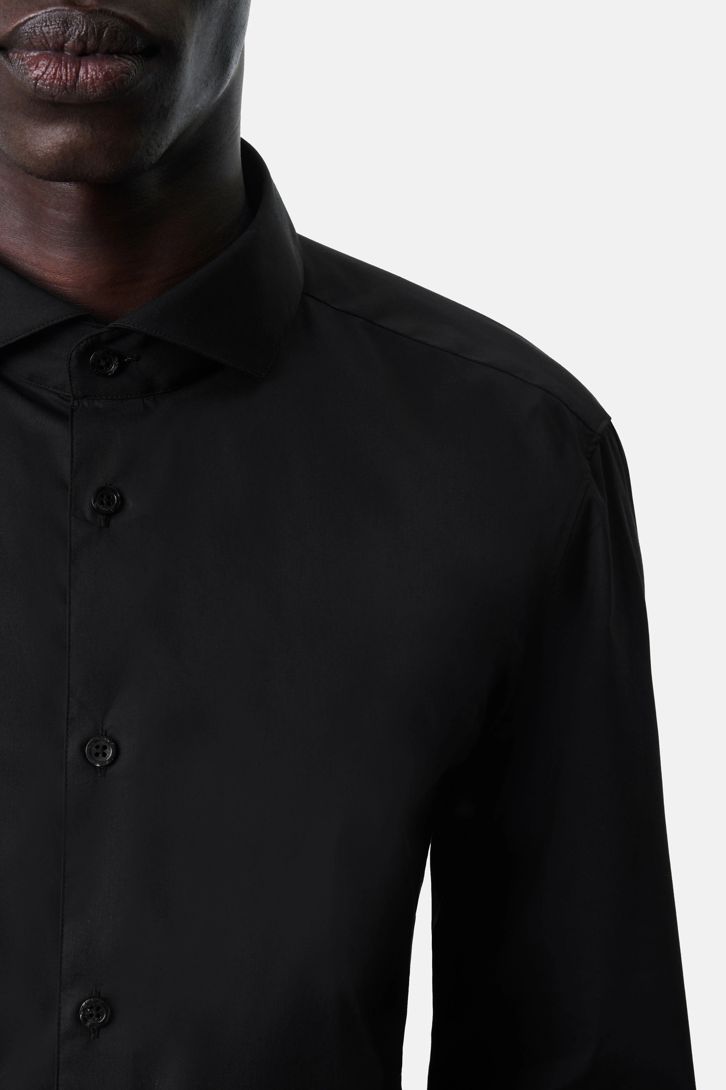 JEDDA - classic slim fit shirt with shark collar - men - Natural Aluminium - Seitenansicht