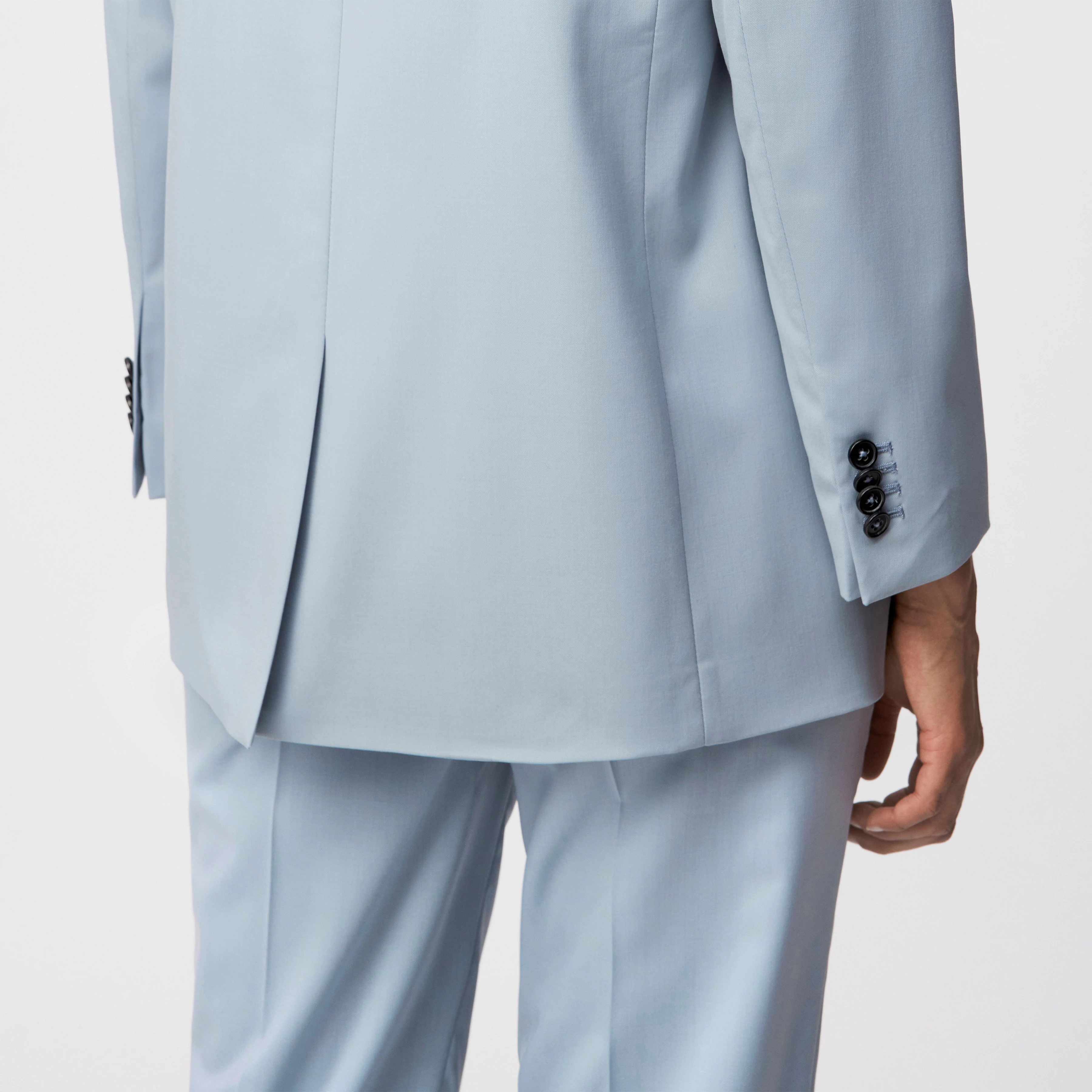 MOSSTON - Blazer mit Schulterbetonung in Twill - Damen - blau - Detailansicht am Model