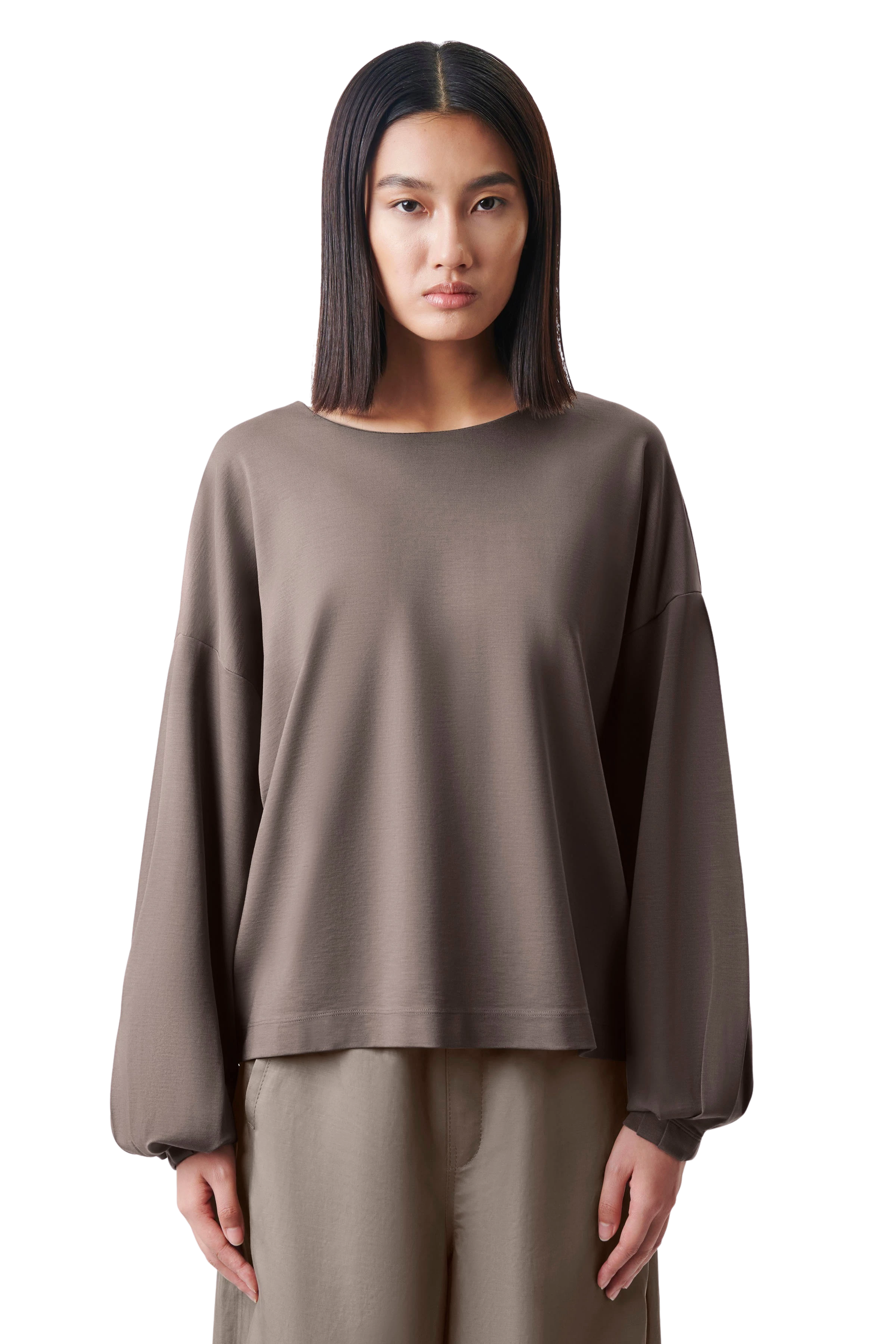 GADESSY - Longsleeve in Lyocell-Mix - Damen - braun - Frontansicht