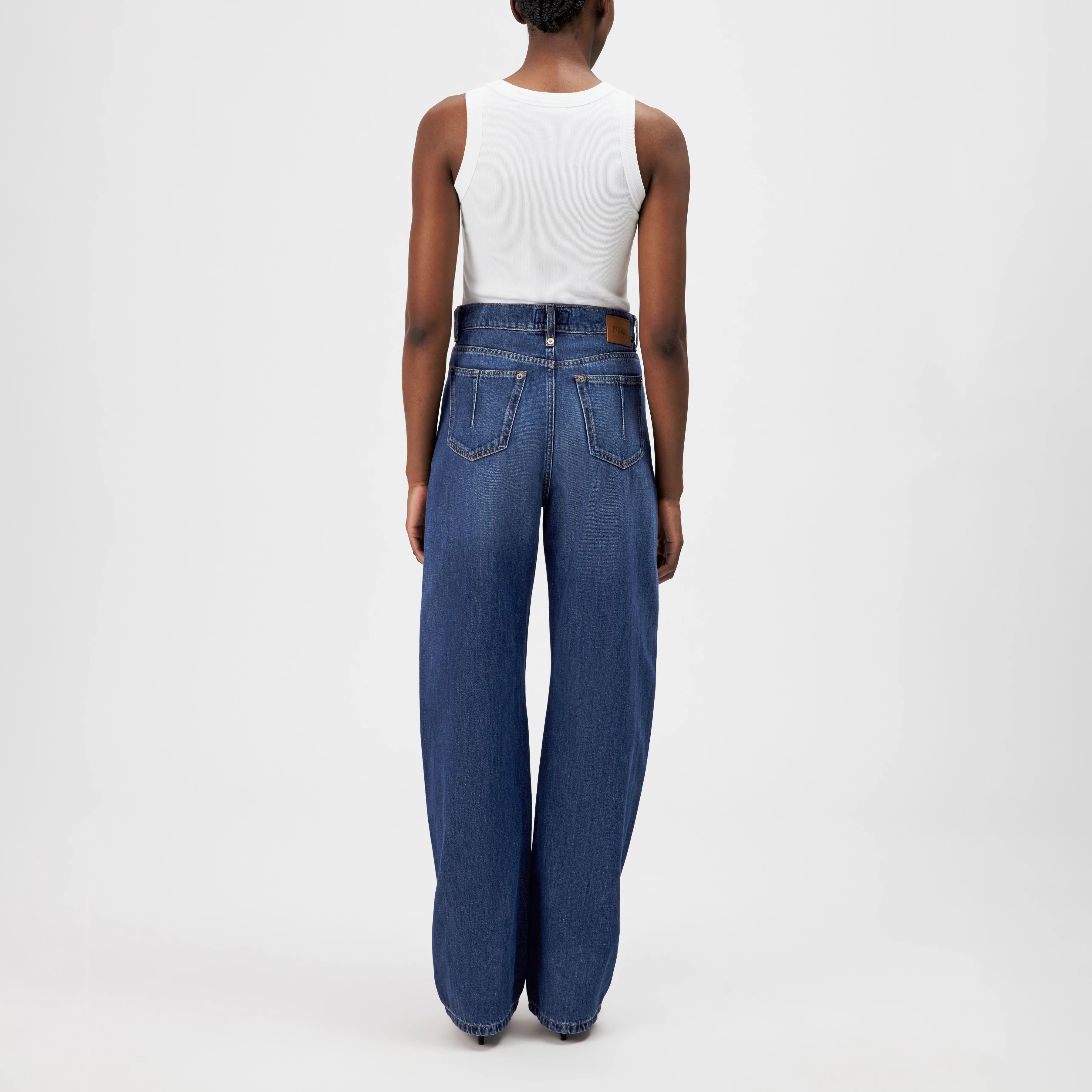 LIABLE - Relaxed fit trousers in soft denim - women - blue - Rückansicht