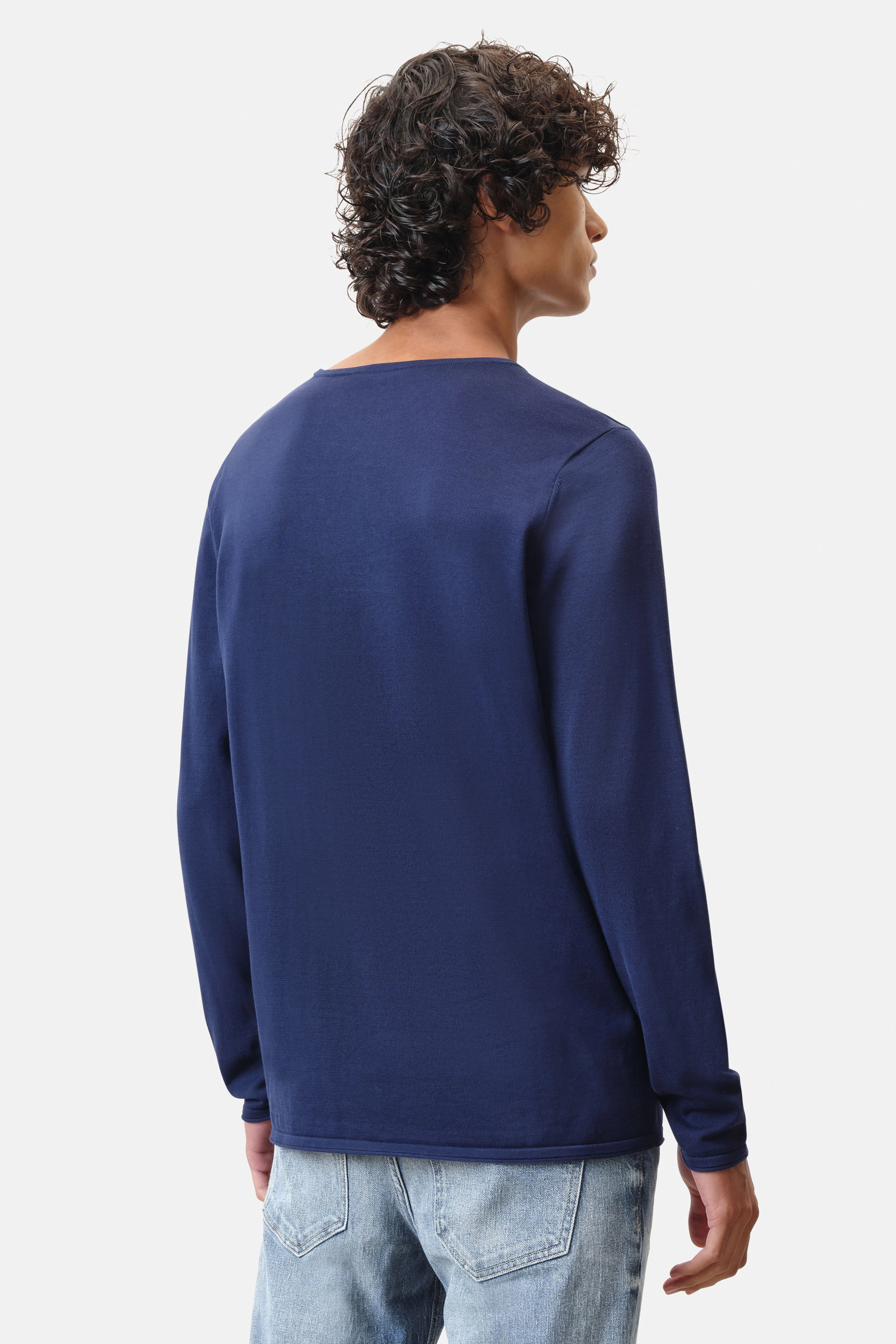 RIKONO - Strickpullover in Baumwolle - Herren - blau - Rückansicht
