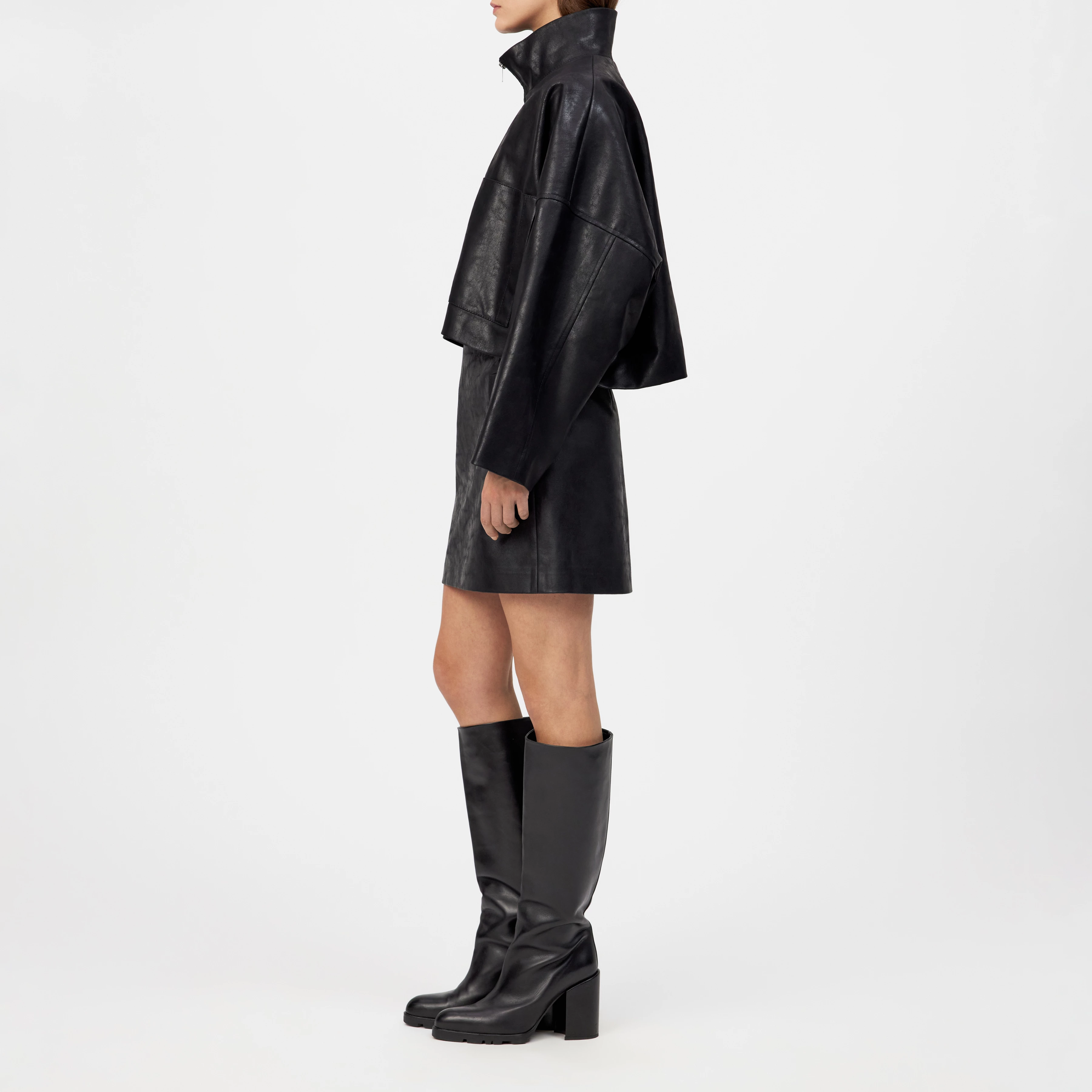 ELSTOW_1 - Oversized jacket in leather look - women - Natural Aluminium - Seitenansicht
