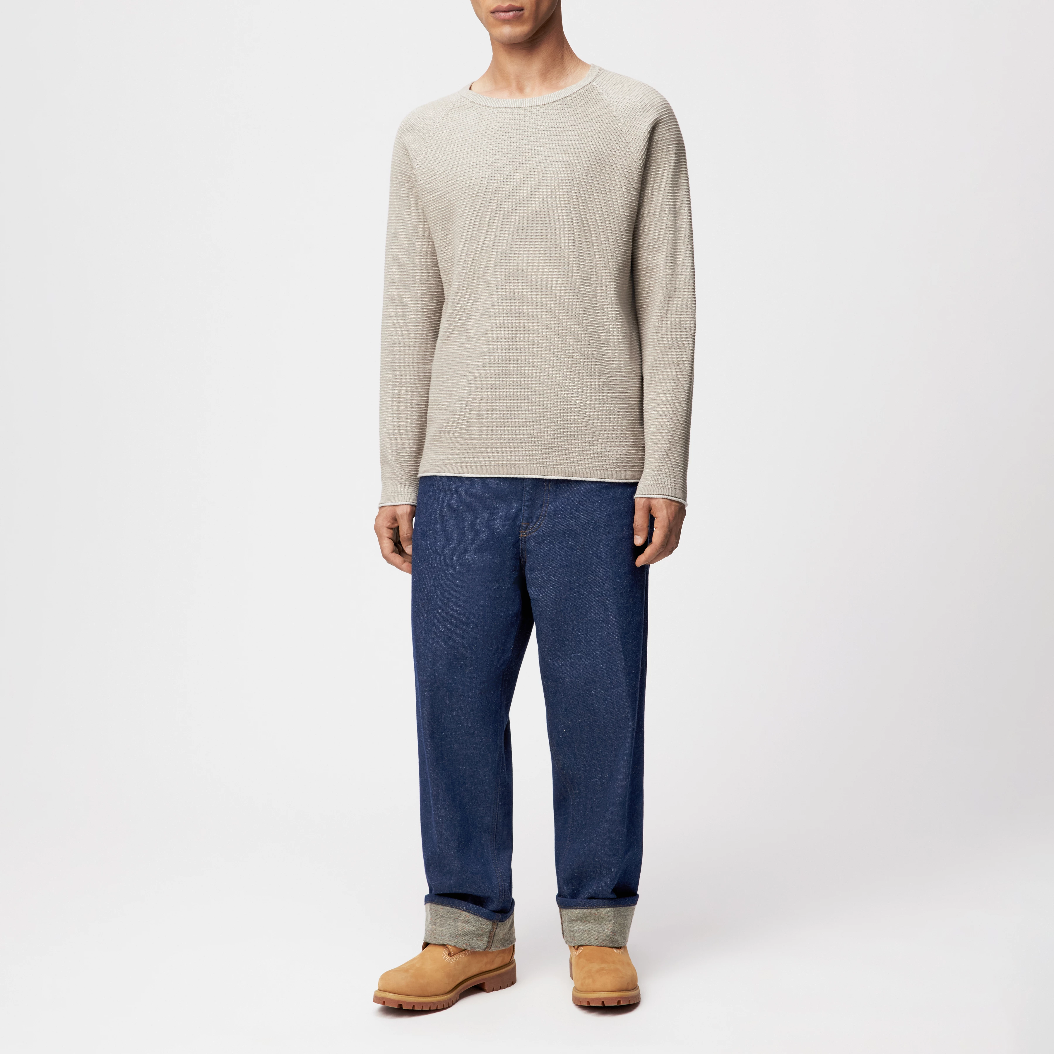 TITZIAN - Longsleeve in  Baumwoll-Mix - Herren - beige - Ganzkörper-Frontansicht