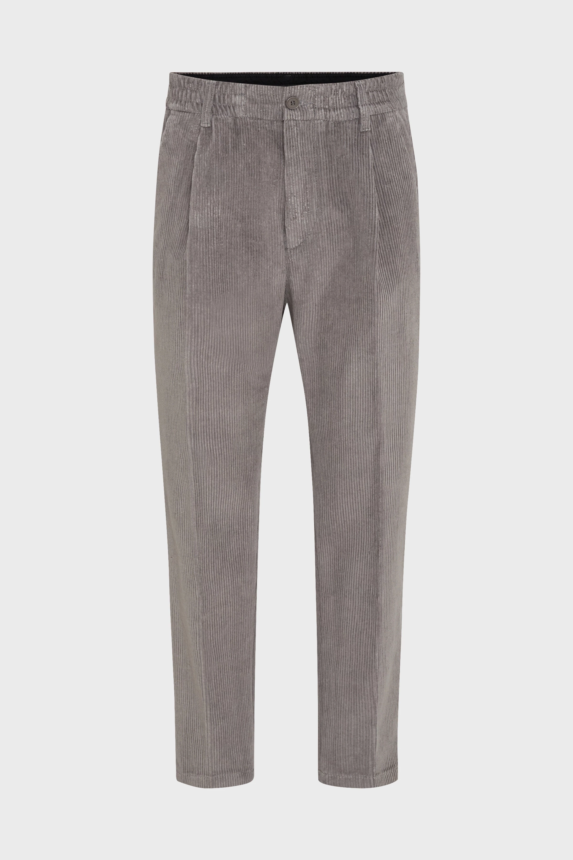 CHASY - casual trousers with pleat in corduroy - men - grey - Freisteller Frontansicht