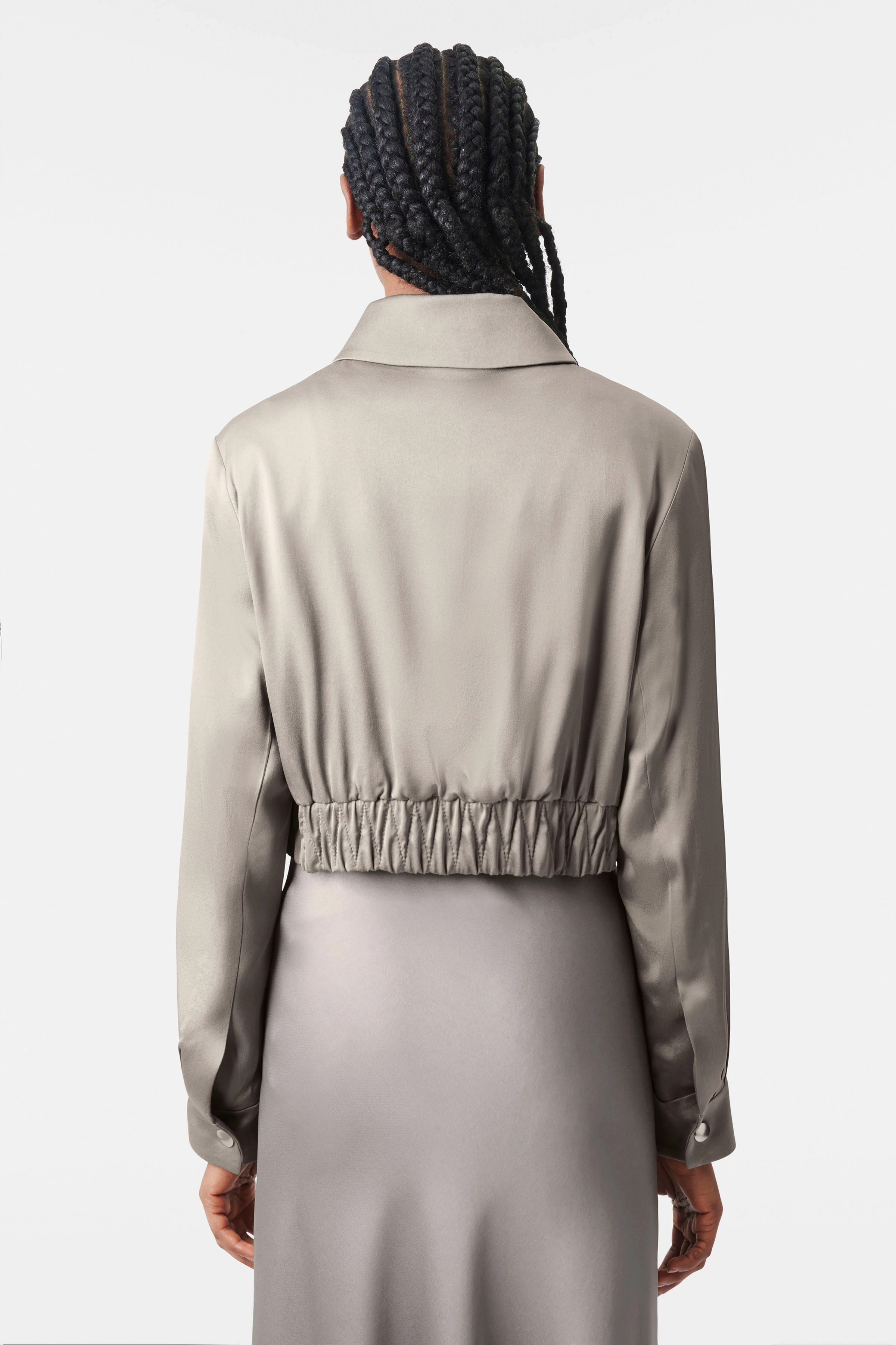 RADWAY - short blouson in satin - women - beige - Rückansicht