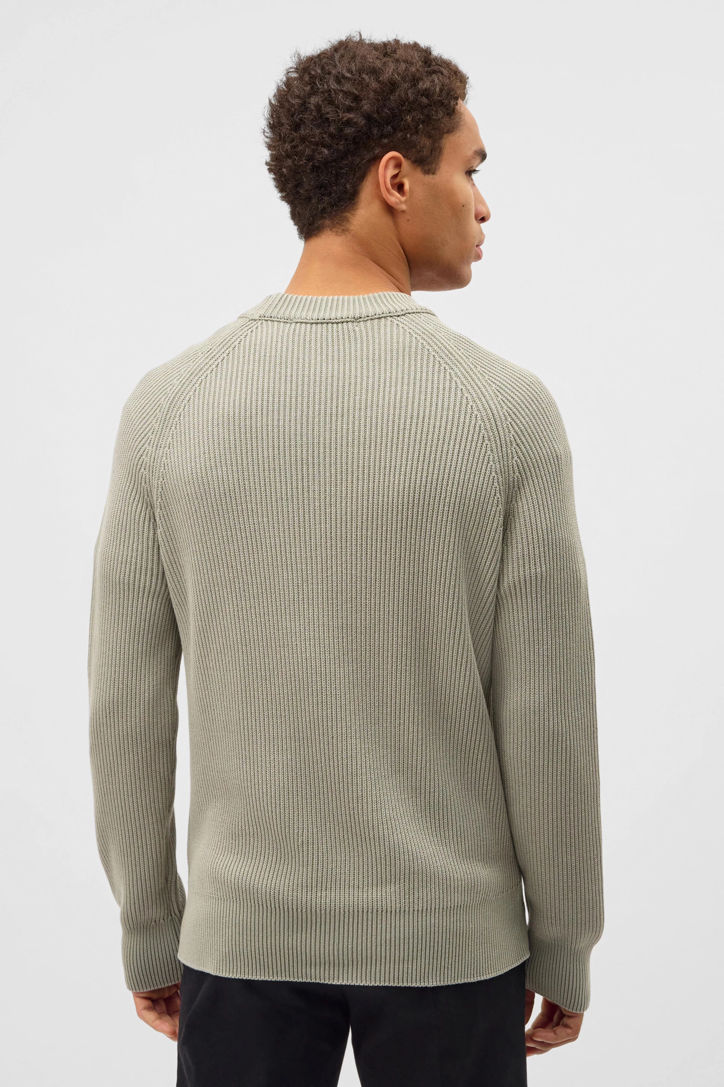 AARON - raglan rib pullover - men - green - Rückansicht