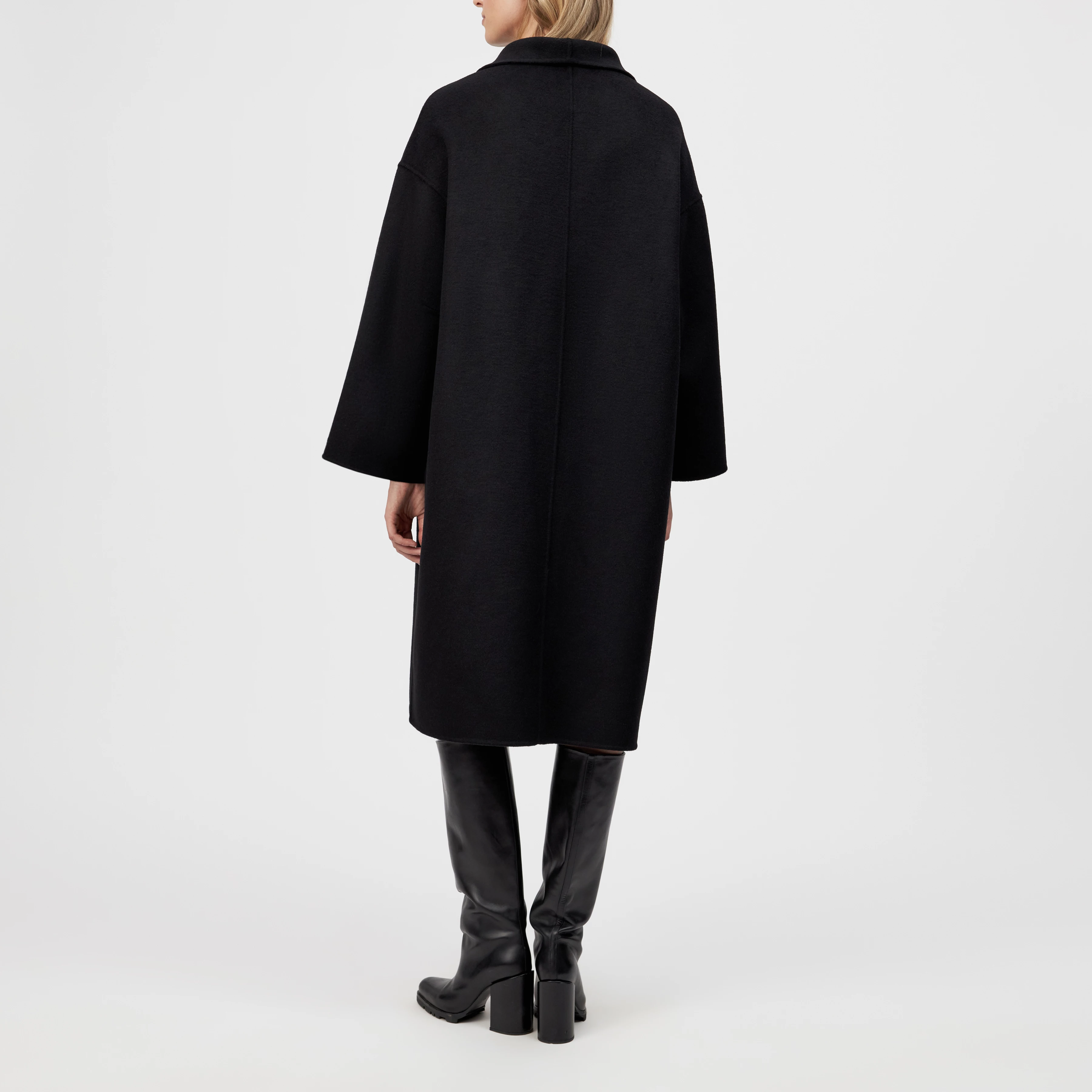 BAUPREY - Hüllenmantel in Woll-Doubleface - Damen - schwarz - Rückansicht