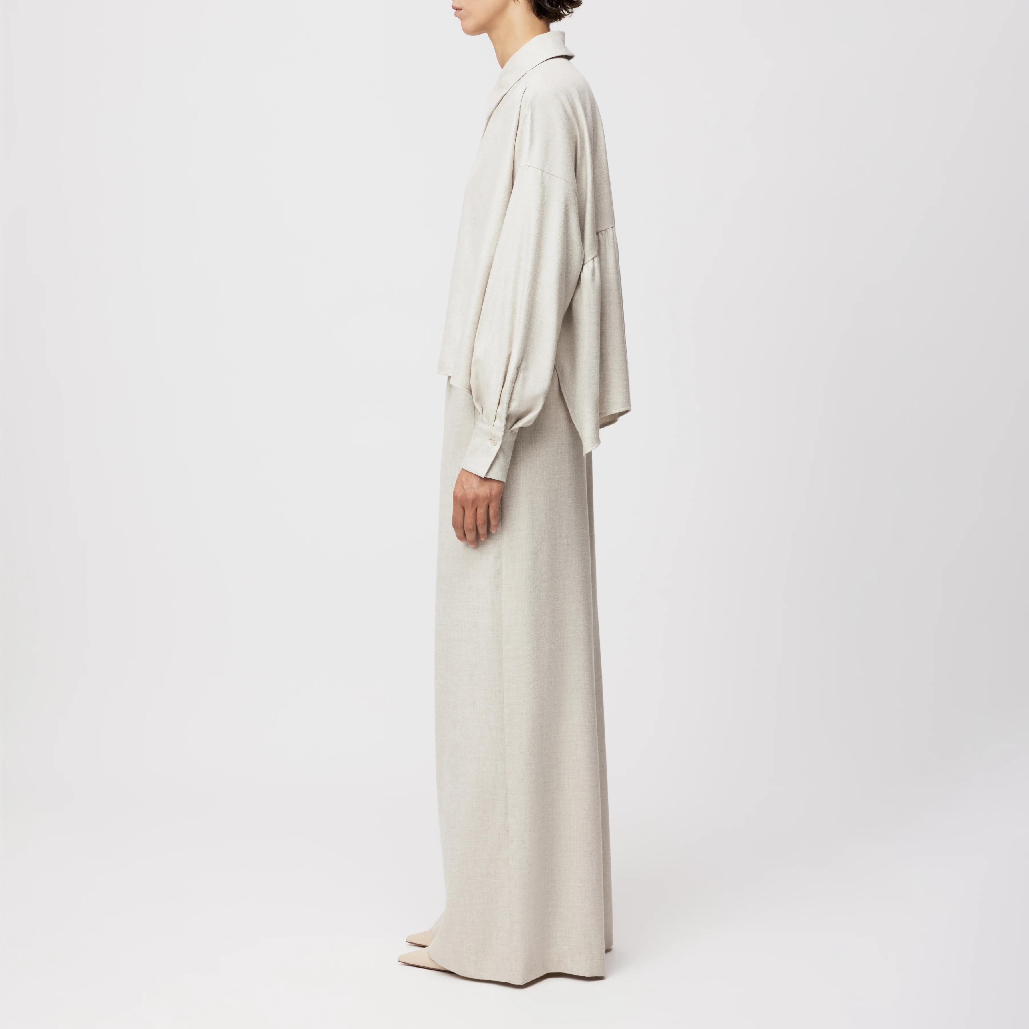 FLANNA - Hemdbluse in softem Flanell - Damen - beige - Seitenansicht