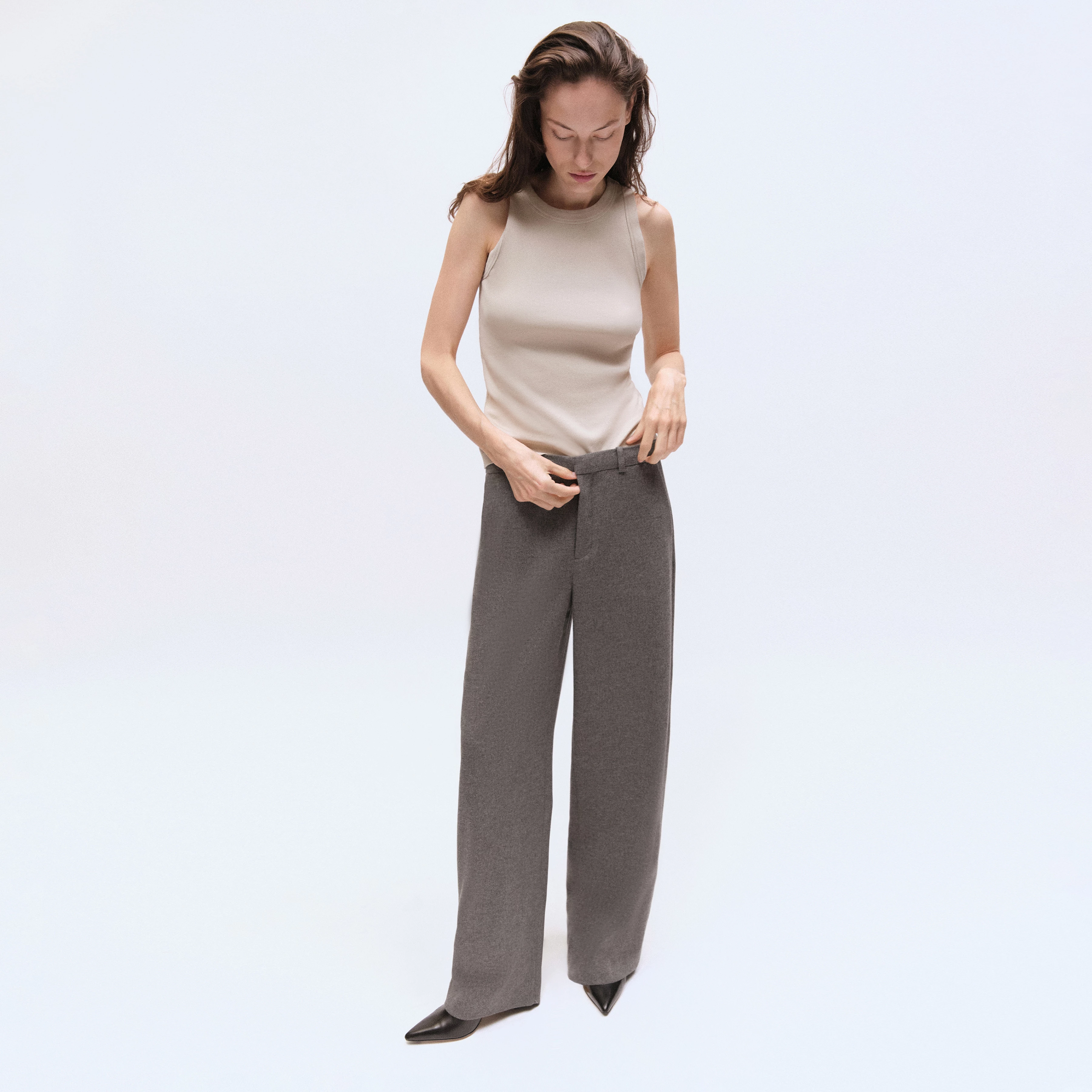 DESK - Trousers with barrel leg in wool blend - women - grey