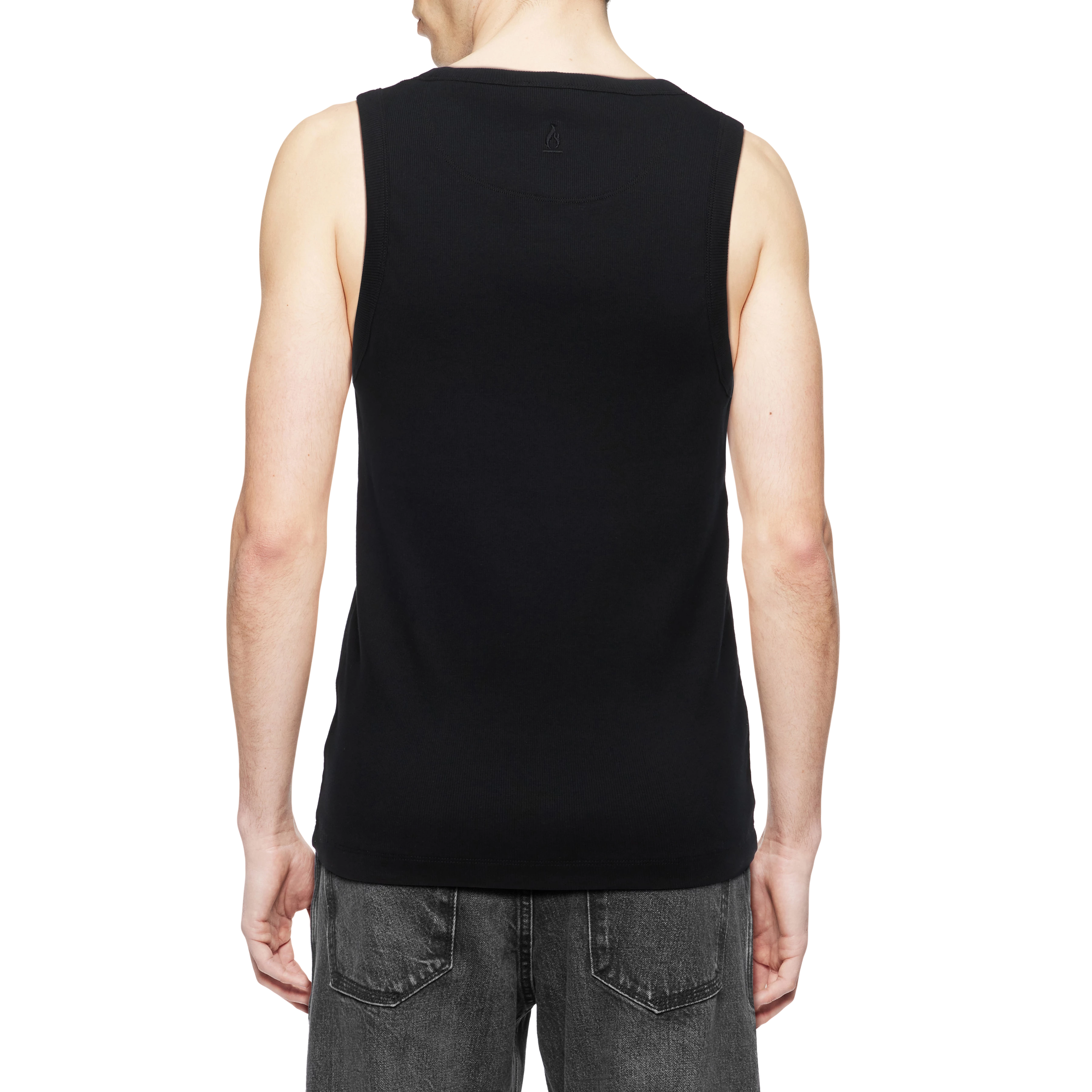 NATHAN - Body-fitted ribbed tank top in cotton - men - Natural Aluminium - Rückansicht