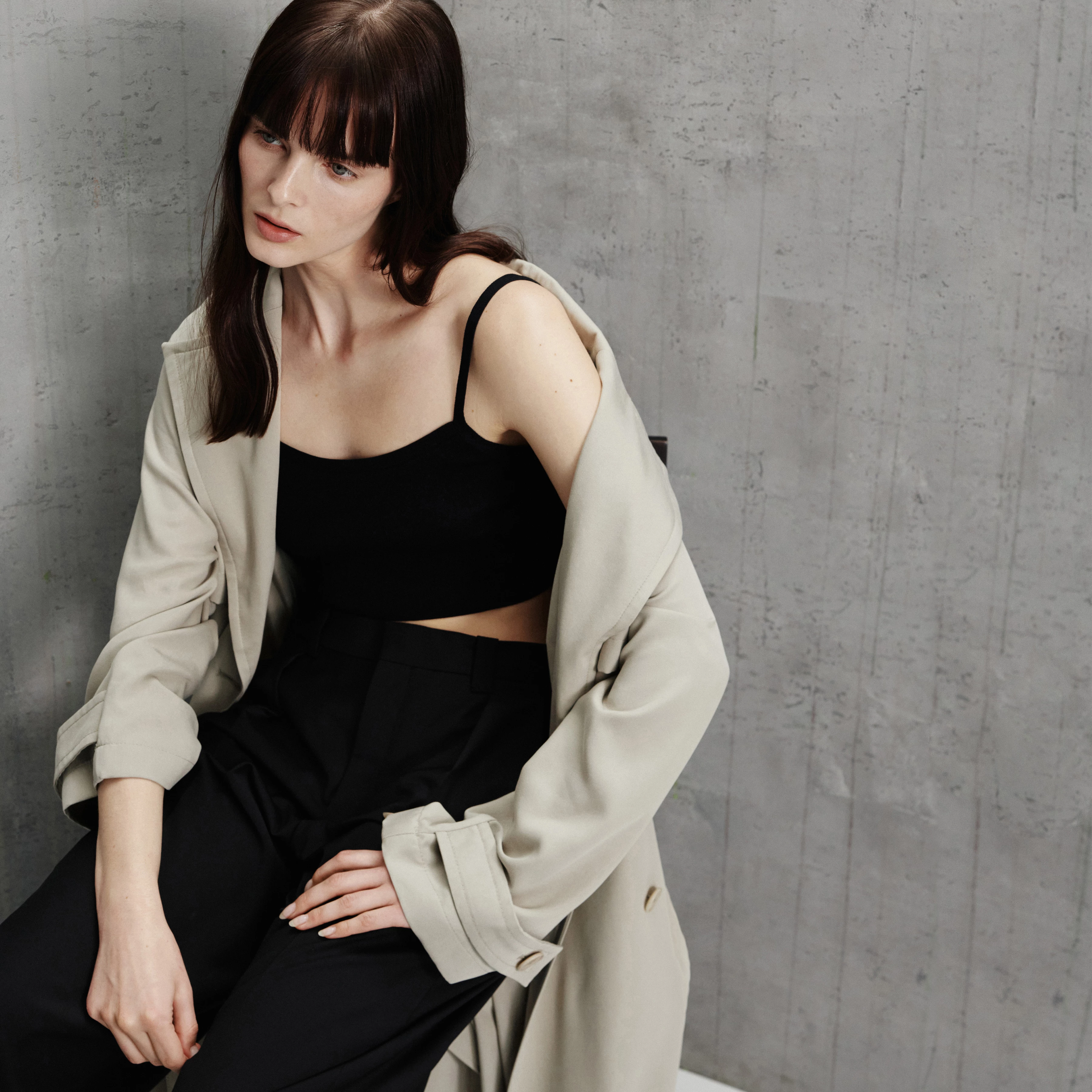 JOSEY - Crop top à bretelles au look mat - women - noir