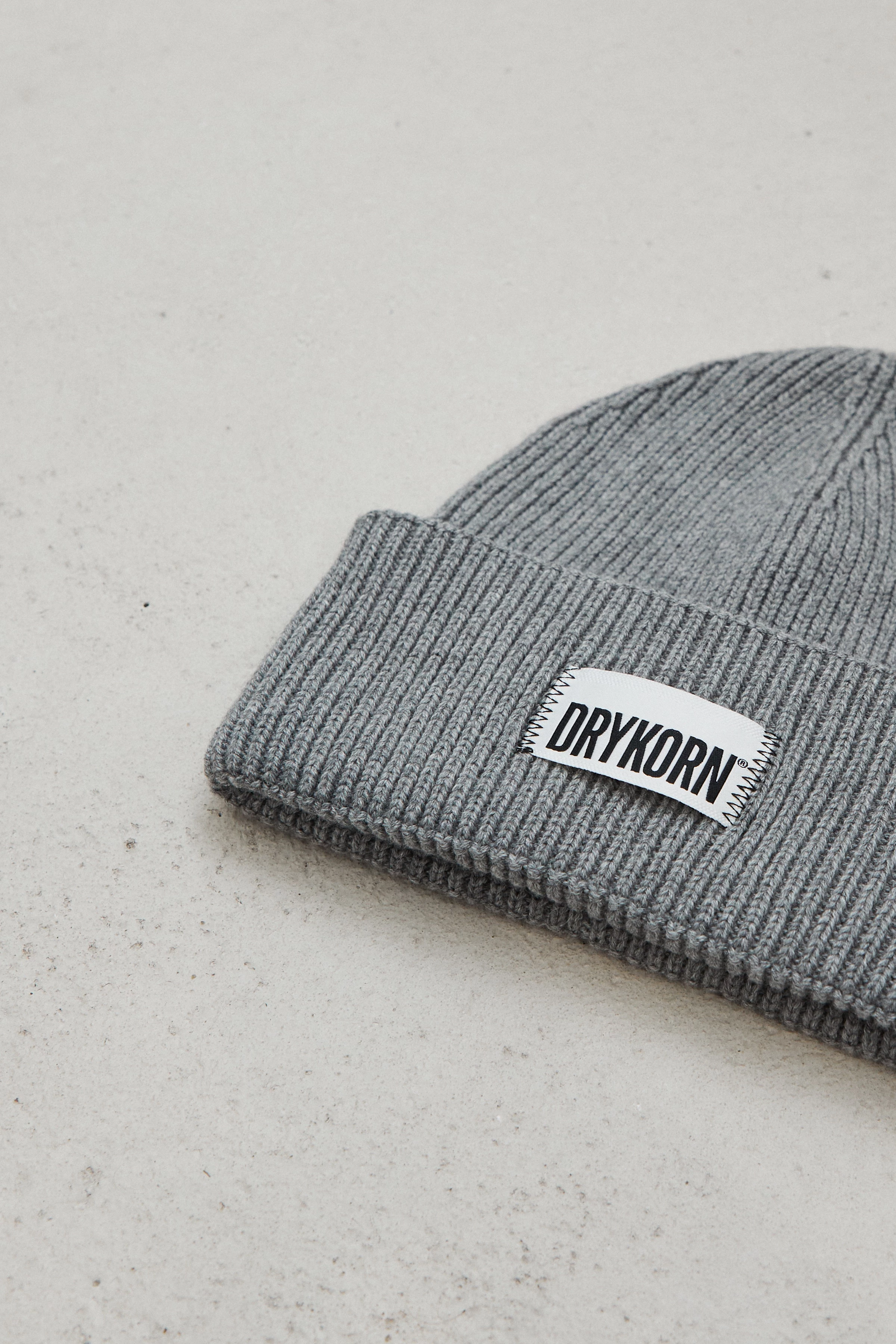 LOAH - Strickbeanie aus Baumwoll-Mix - Unisex - grau - Freisteller Detailansicht