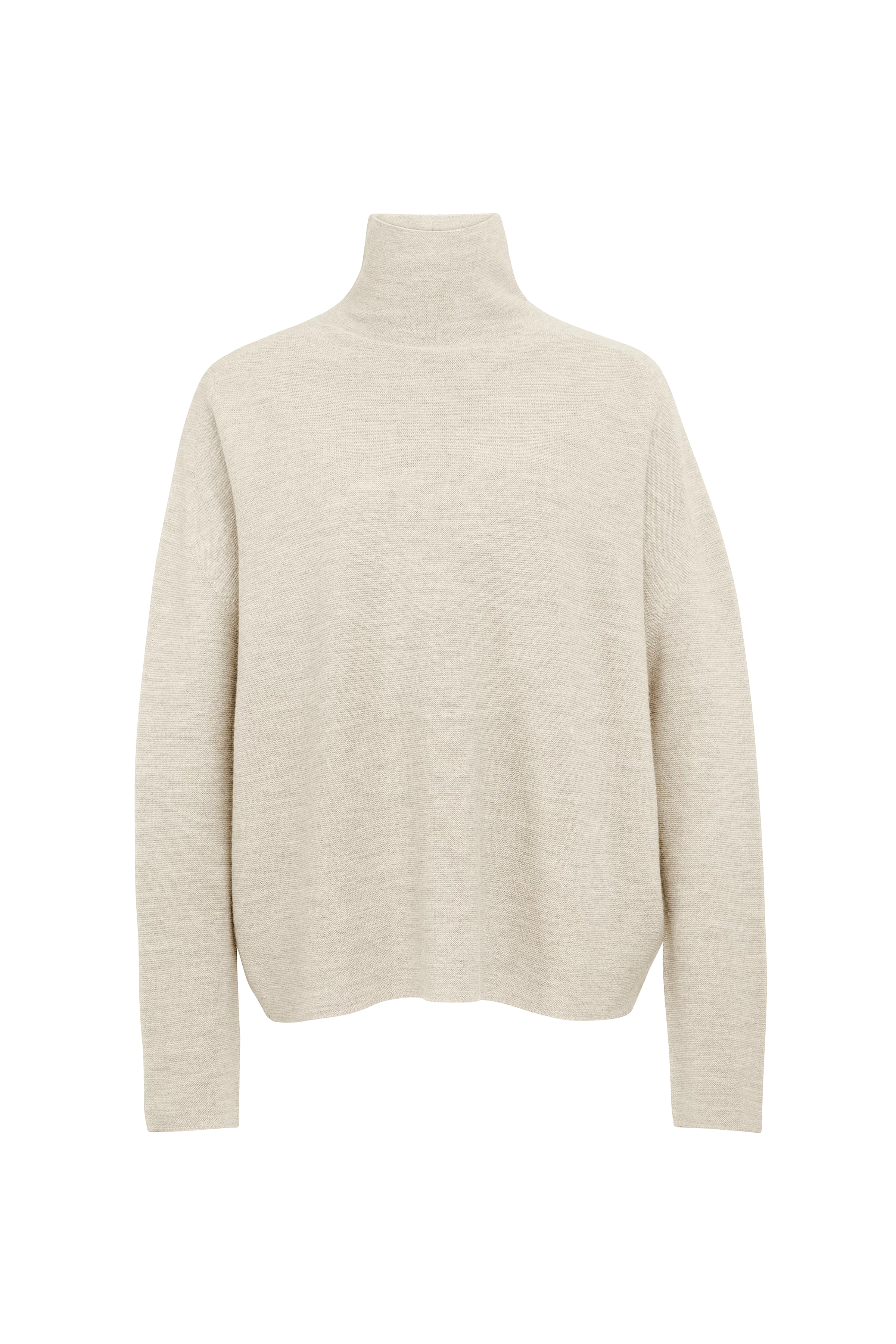 LIORA - Egg-shaped turtleneck jumper in 100% merino wool - women - beige - Freisteller Frontansicht