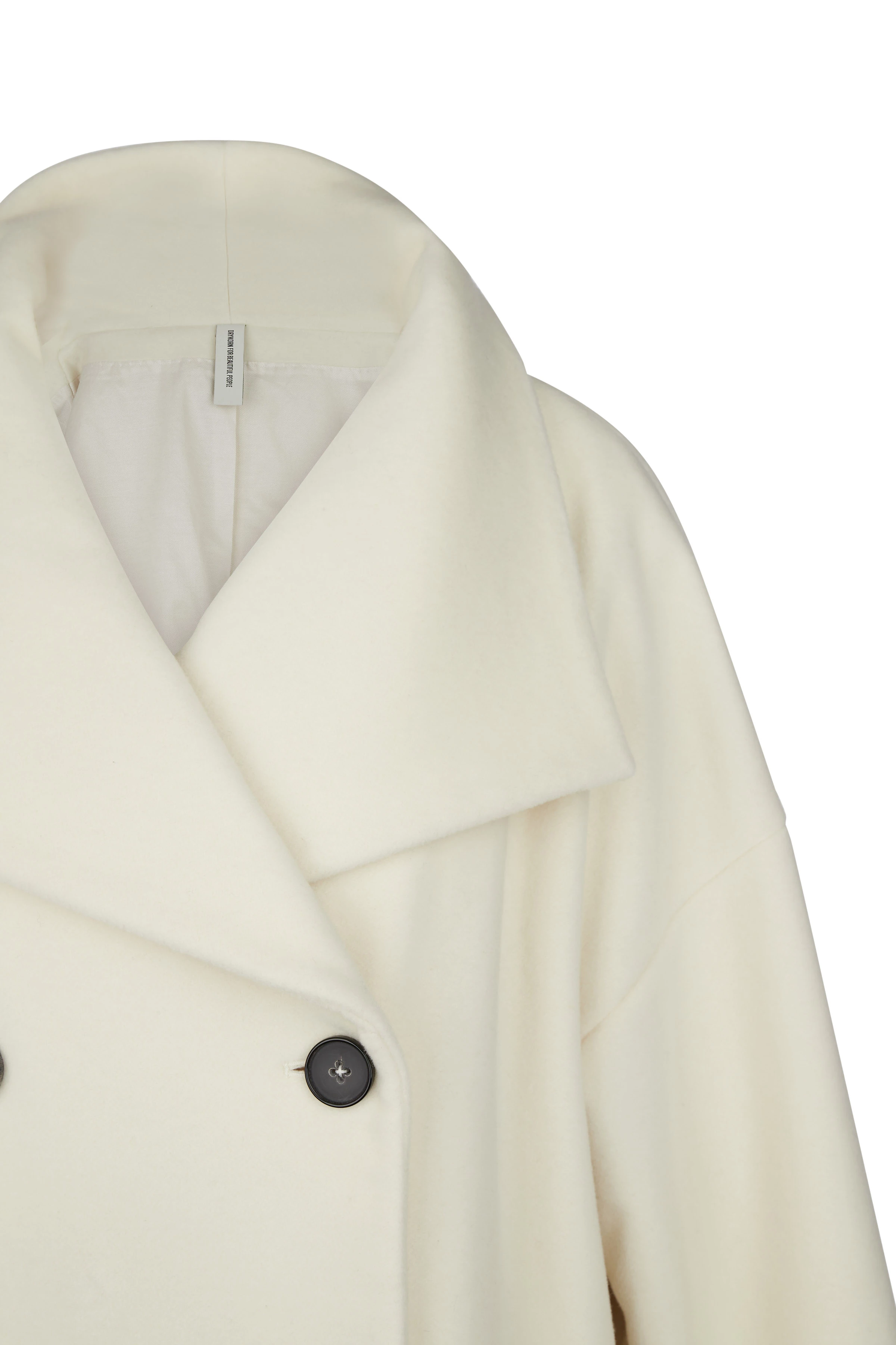 THEYDON - Oversized Mantel in Wollflausch - Damen - off white - Freisteller Detailansicht