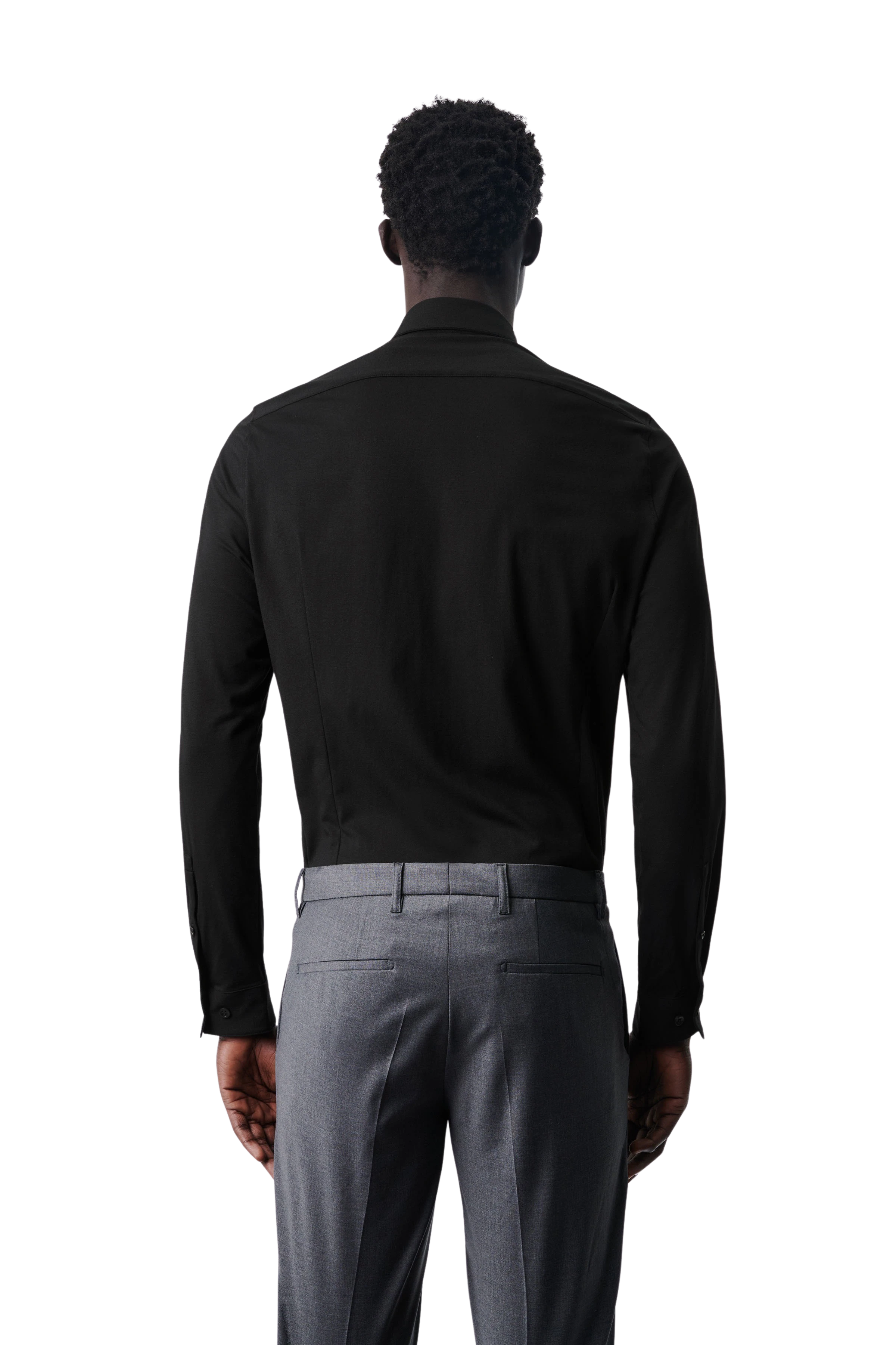 ZED - Classic tight-fit shirt in stretchy jersey - men - Natural Aluminium - Rückansicht