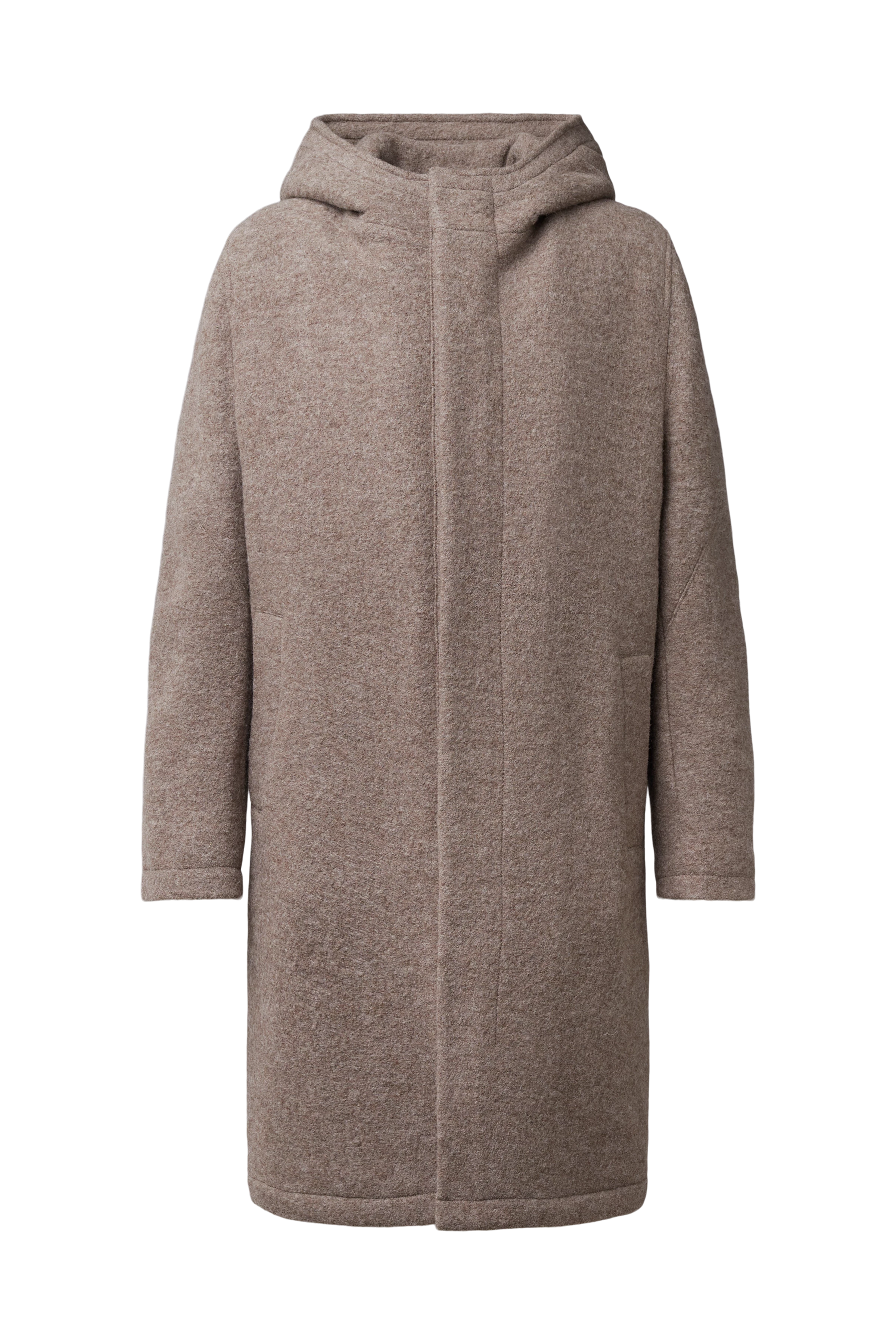 NAUKANO - Wool coat with hood - men - brown - Freisteller Frontansicht