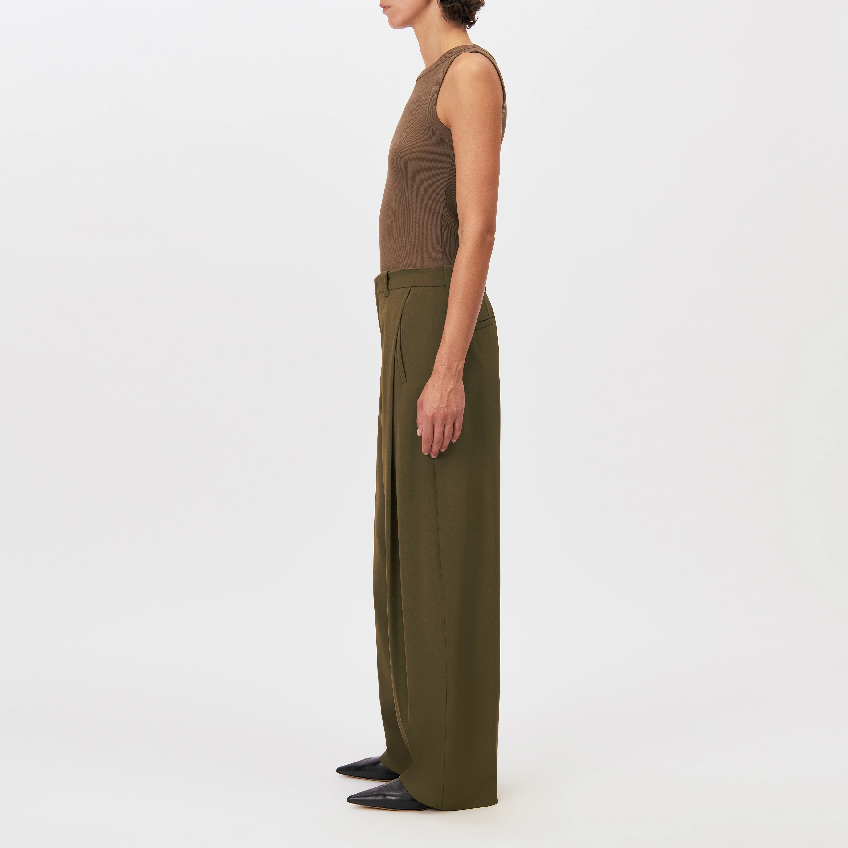 UNPACK - Trousers in techno twill - women - green - Seitenansicht