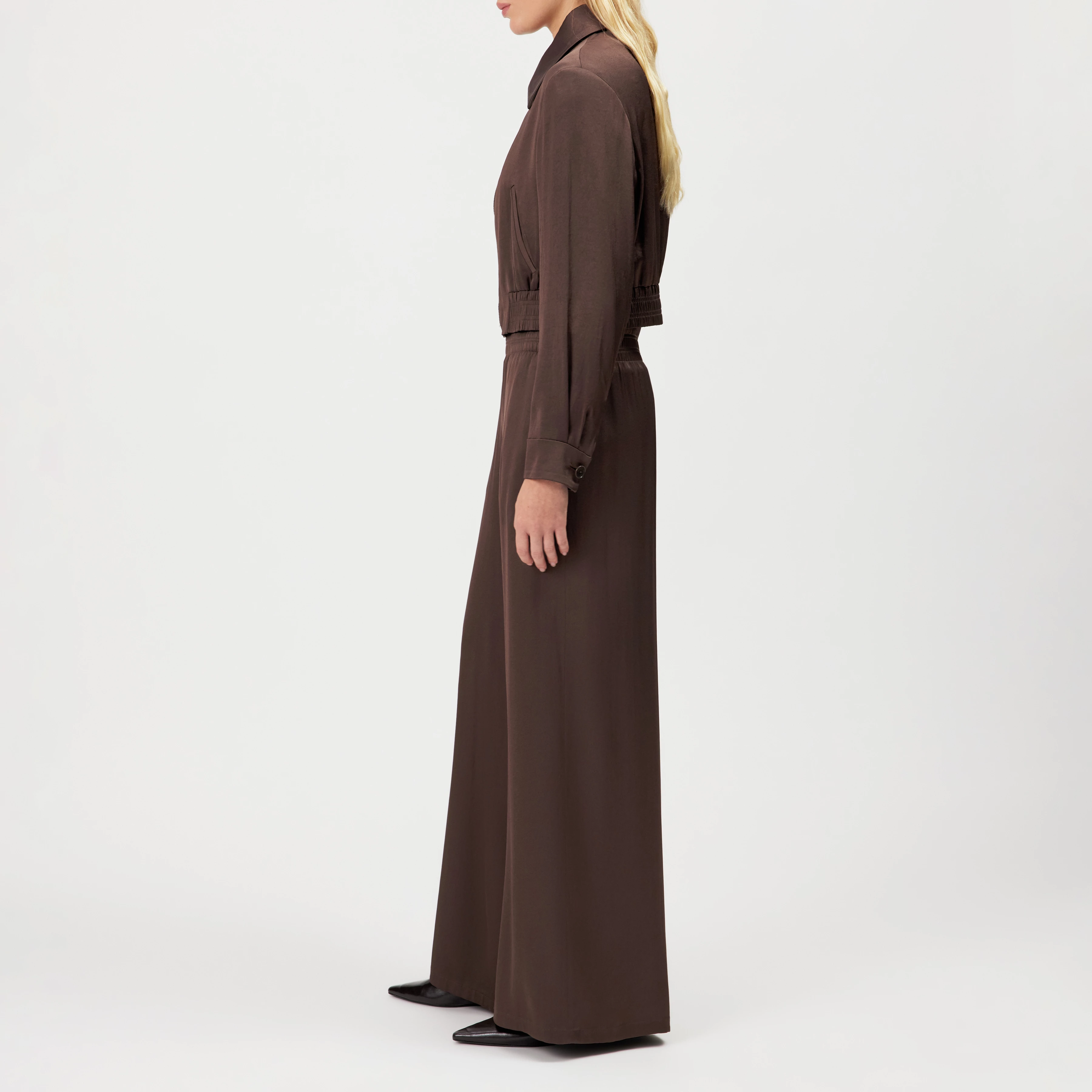 RADWAY_1 - Blouson court en satin - women - marron - Seitenansicht