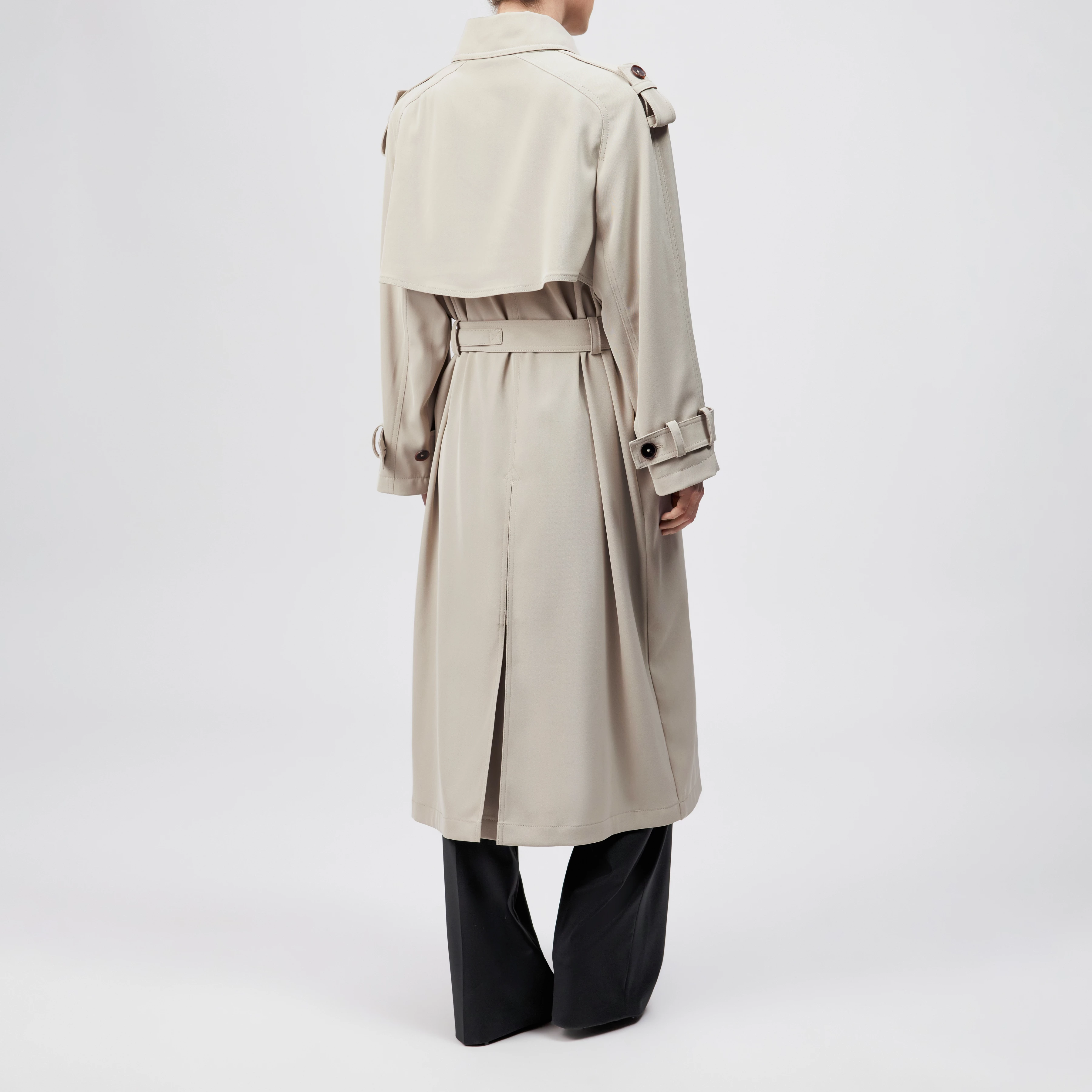 BARLEY - Relaxed fit coat with belt - women - beige - Rückansicht